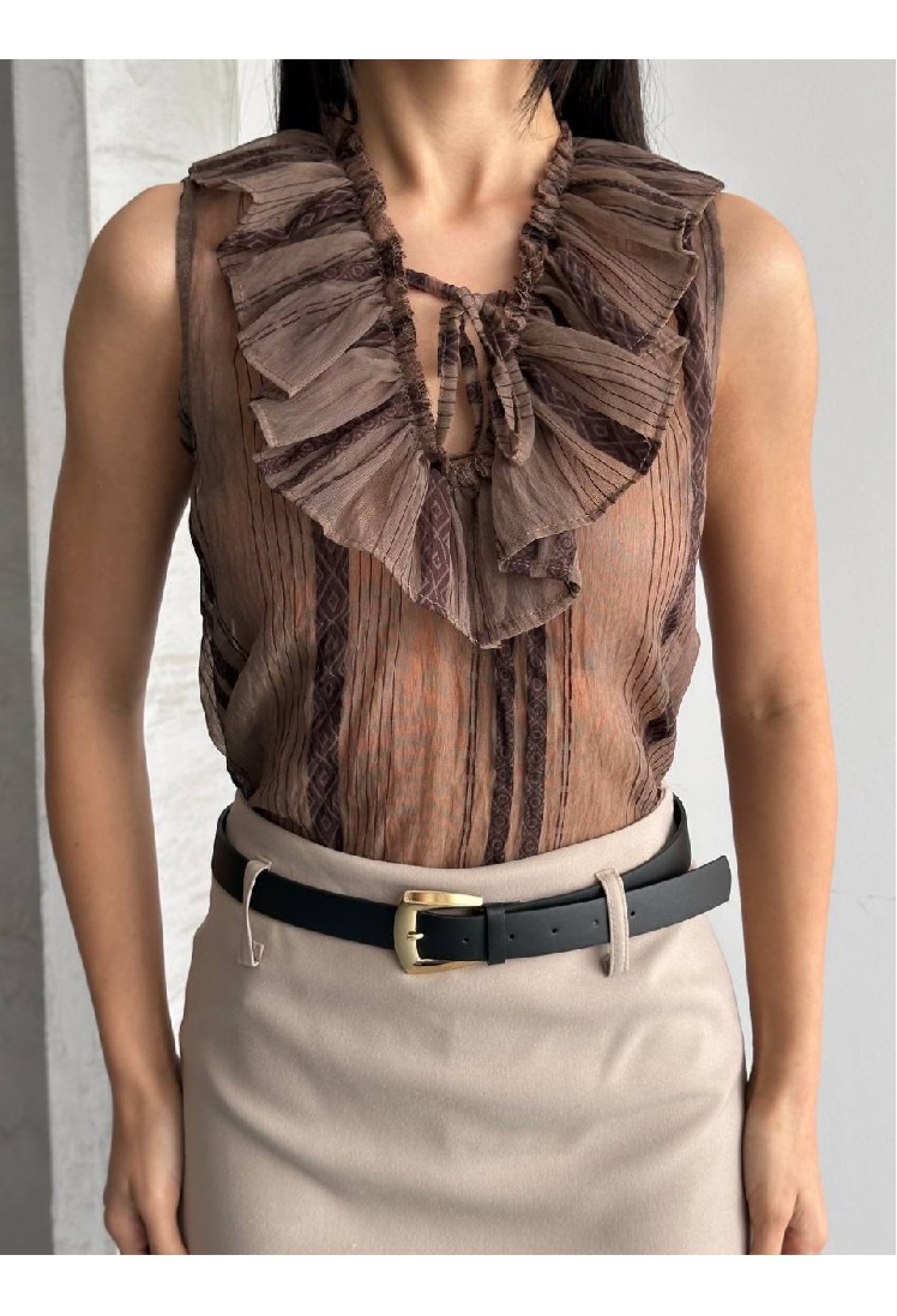 Vintage Sleeveless Striped V-Neck Blouse - Brand: Mistix - Women & Kids, Baby Clothes Wholesale - TheBS Women