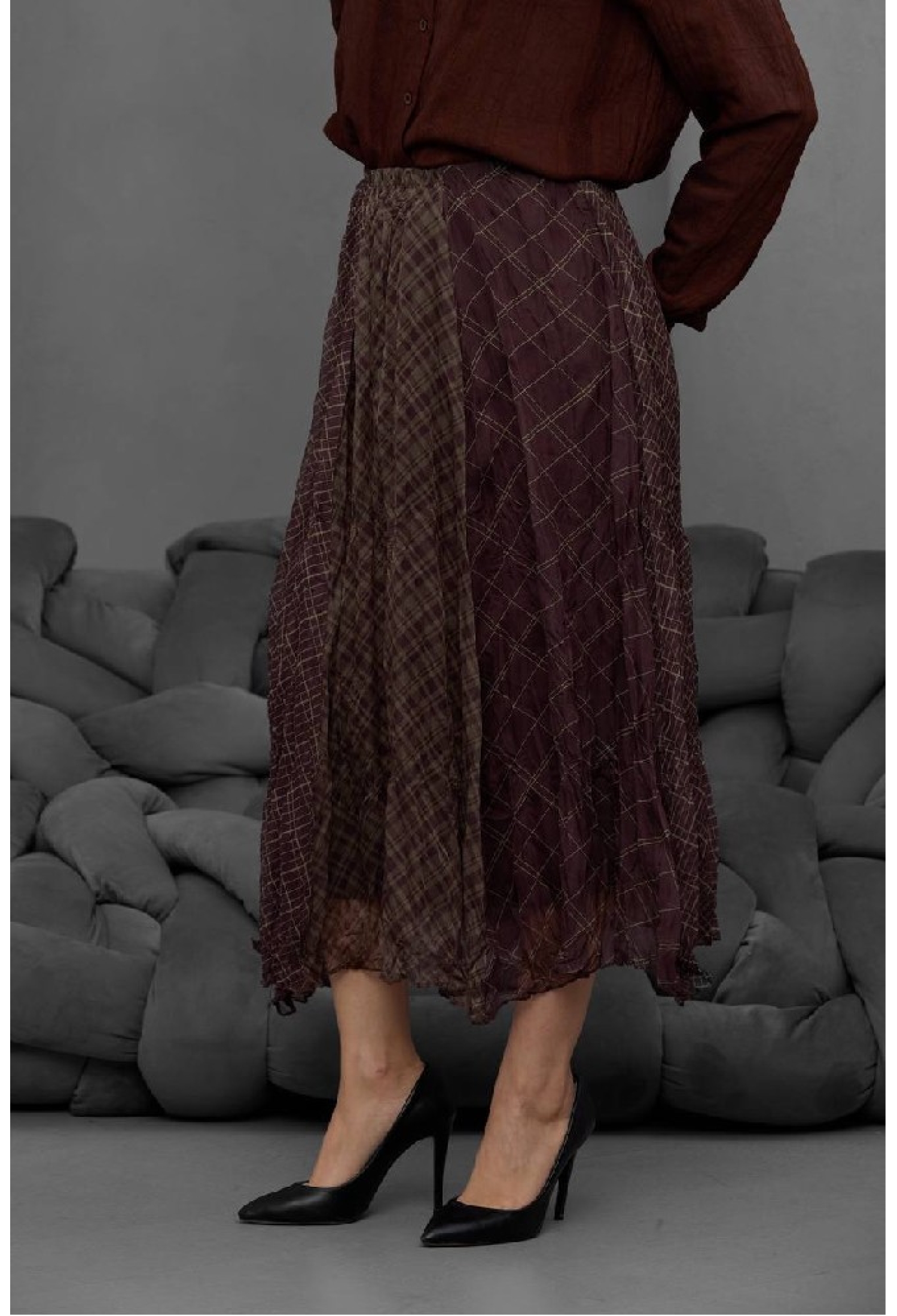Brown Ethnic Flared Midi Skirt - Brand: Mistix - Women & Kids, Baby Clothes Wholesale - TheBS Women