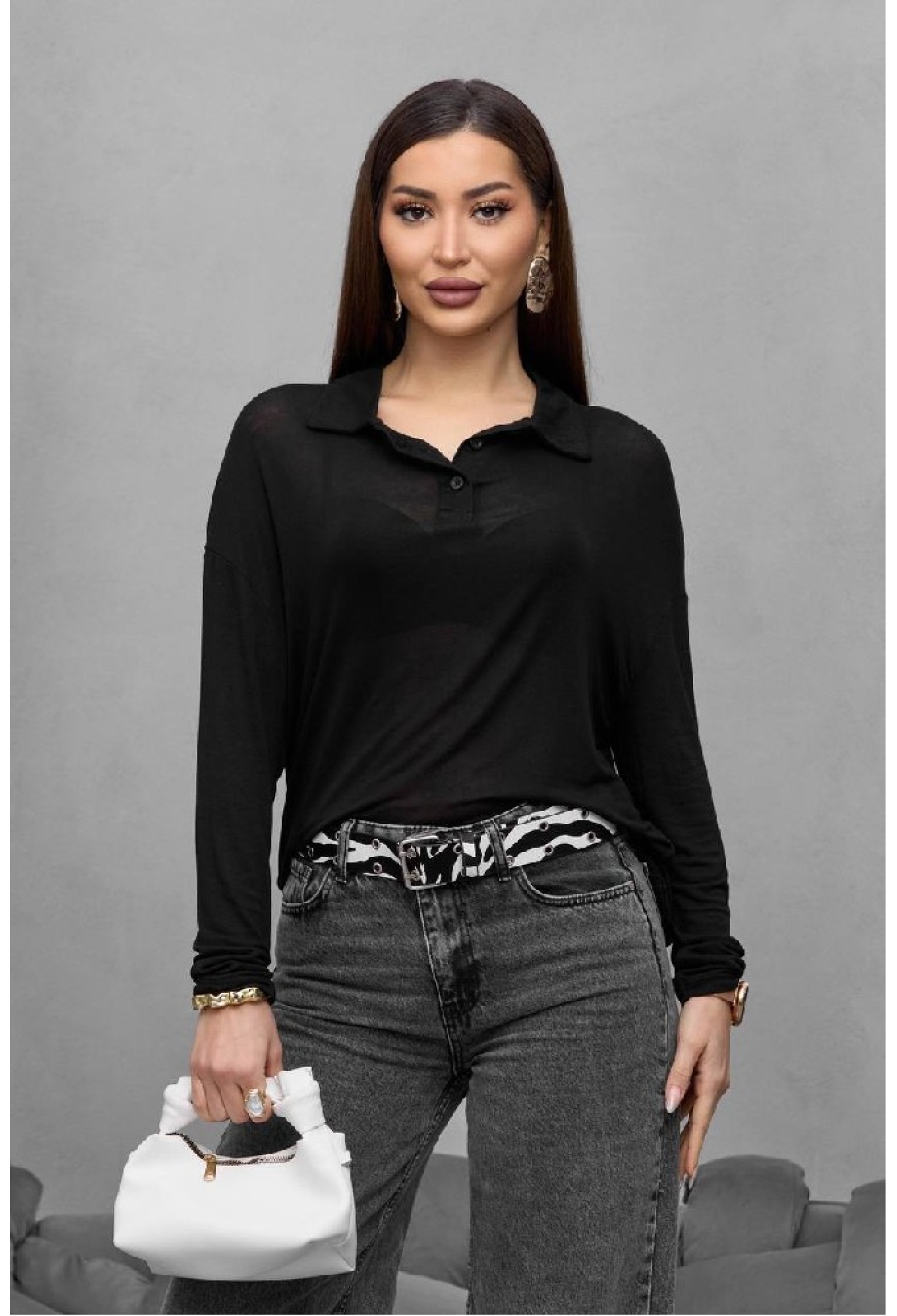 Blouse With Polo Neck And Long Sleeves - Brand: Mistix - Women & Kids, Baby Clothes Wholesale - TheBS Women