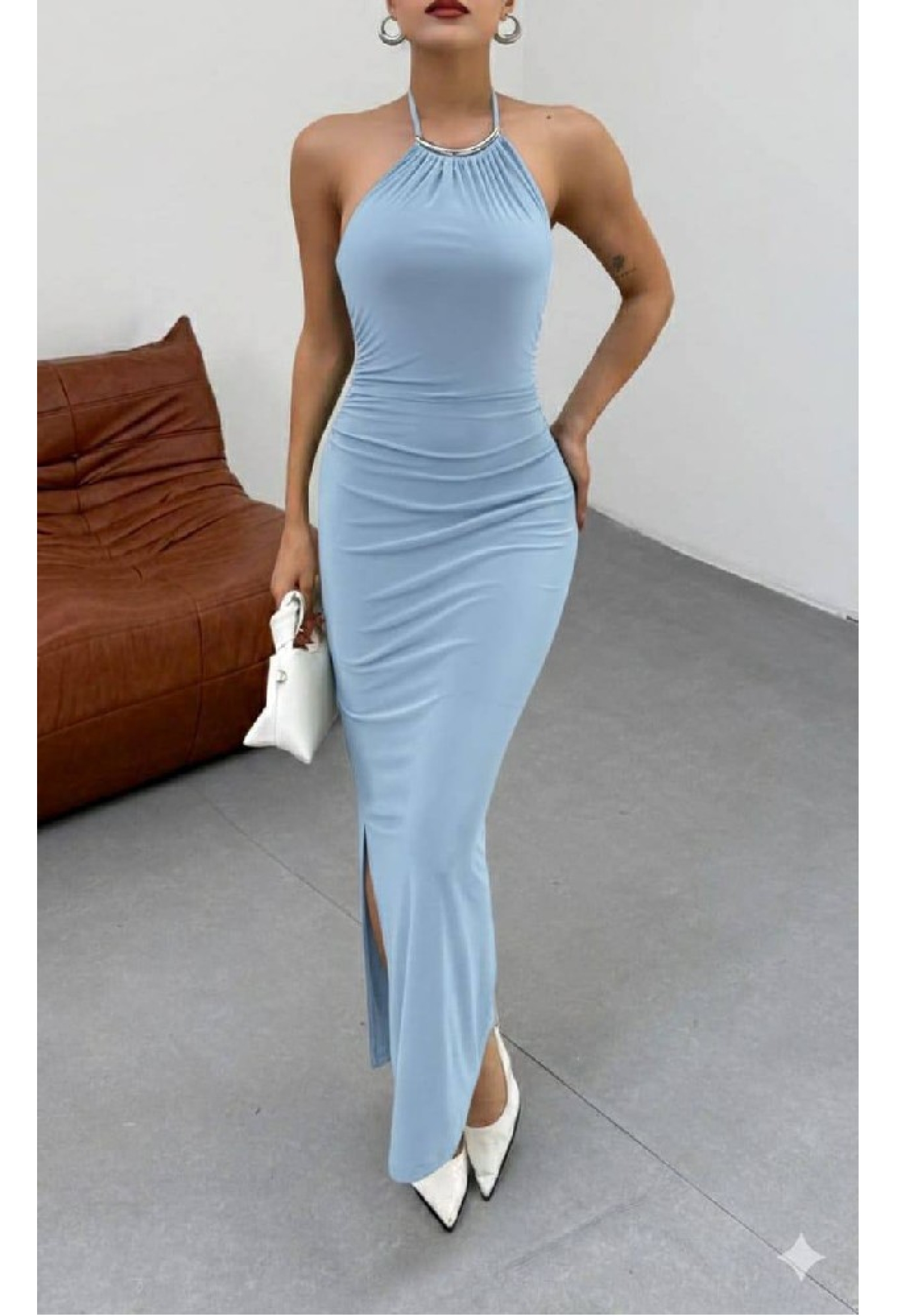 Elegant Floor Length Halter Neck Dress - Brand: Mistix - Women & Kids, Baby Clothes Wholesale - TheBS Women