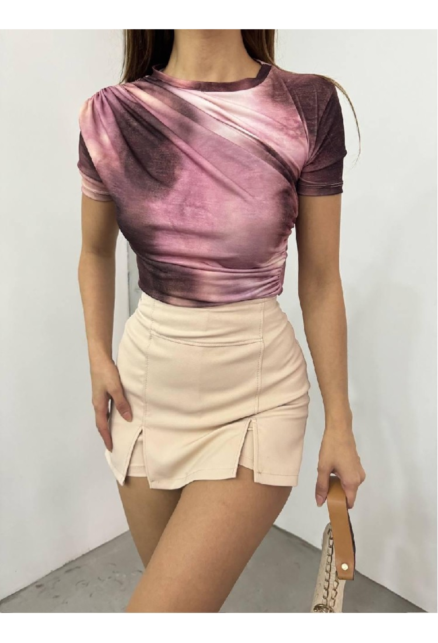 Ombre Crop Blouse With Short Sleeves - Brand: Mistix - Women & Kids, Baby Clothes Wholesale - TheBS Women