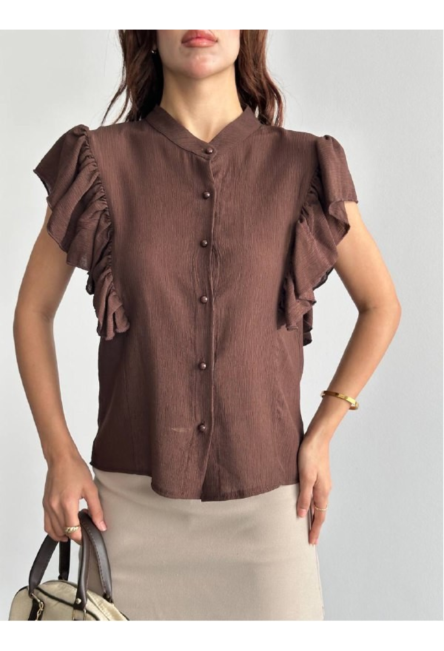 Elegant Sleeveless Shirt With Ruffle Sleeves - Brand: Mistix - Women & Kids, Baby Clothes Wholesale - TheBS Women