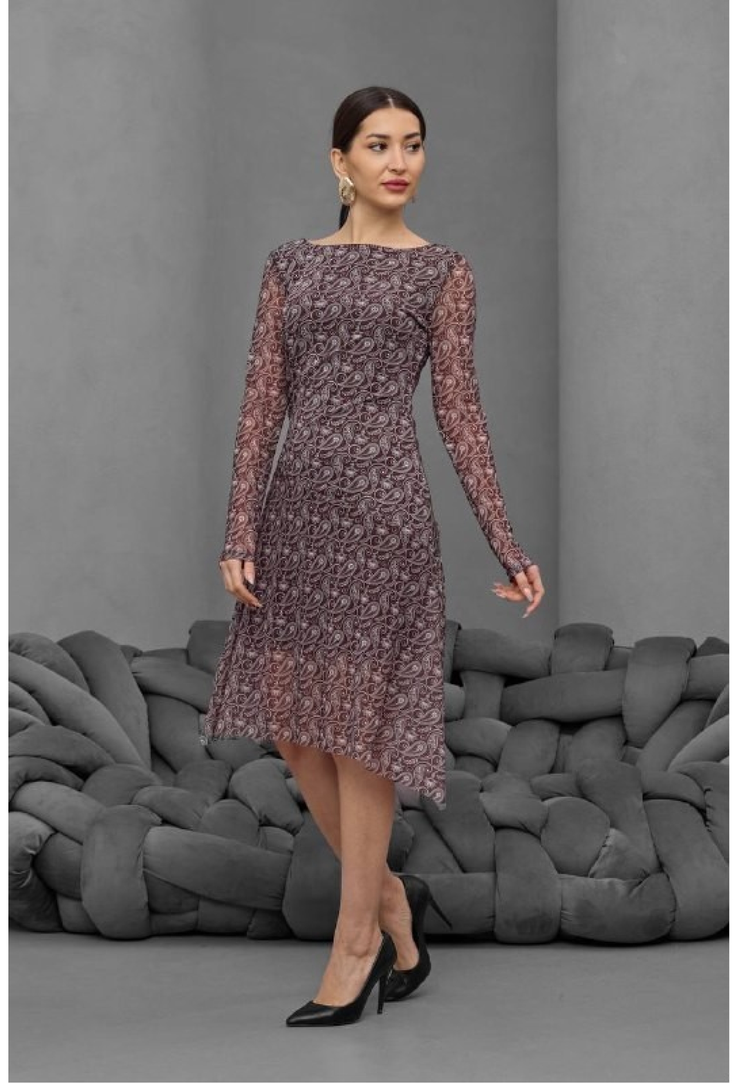 Elegant Claret Red Fit And Flare Dress - Brand: Mistix - Women & Kids, Baby Clothes Wholesale - TheBS Women