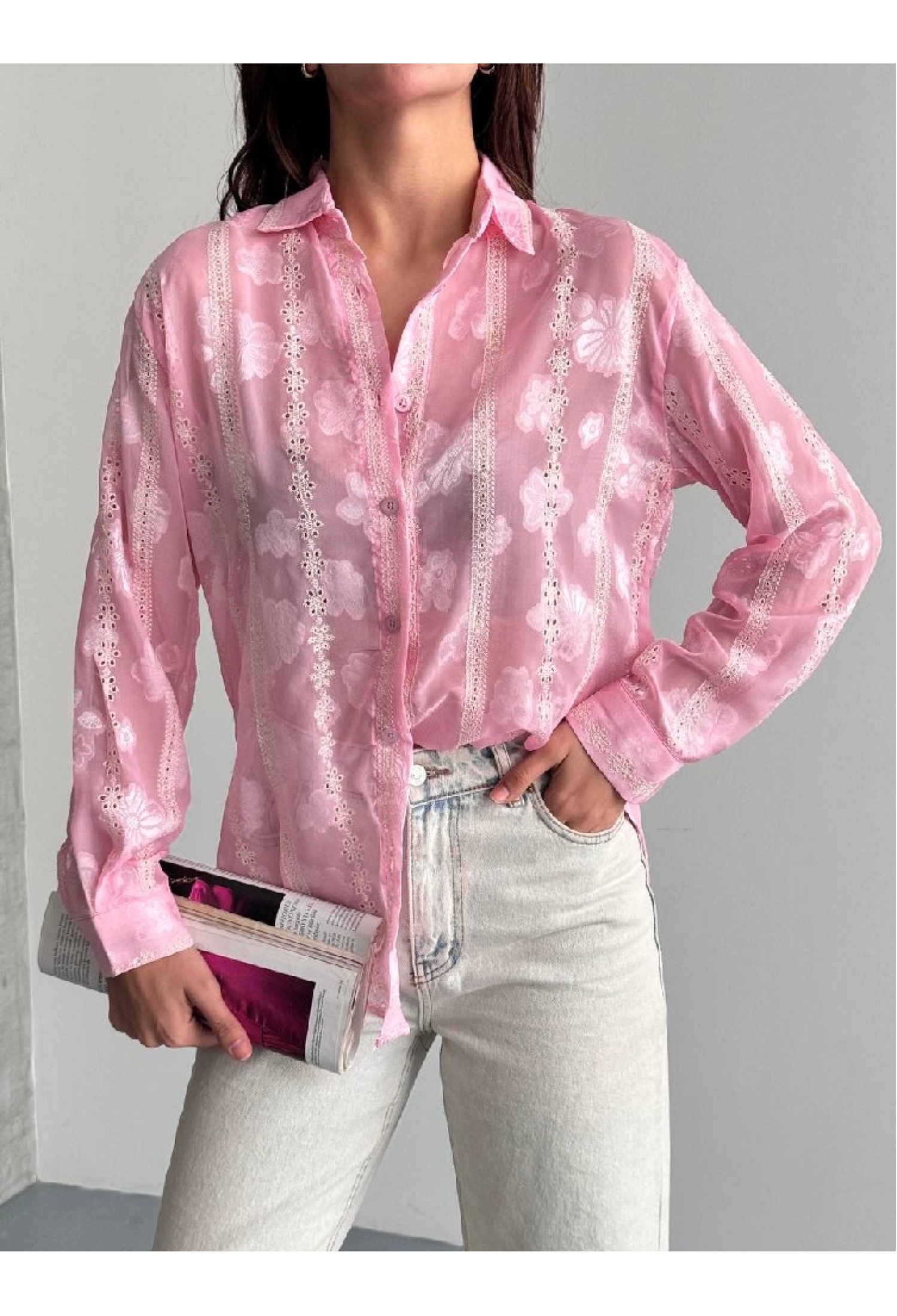 Vintage Casual Shirt With Floral Stripes - Brand: Mistix - Women & Kids, Baby Clothes Wholesale - TheBS Women