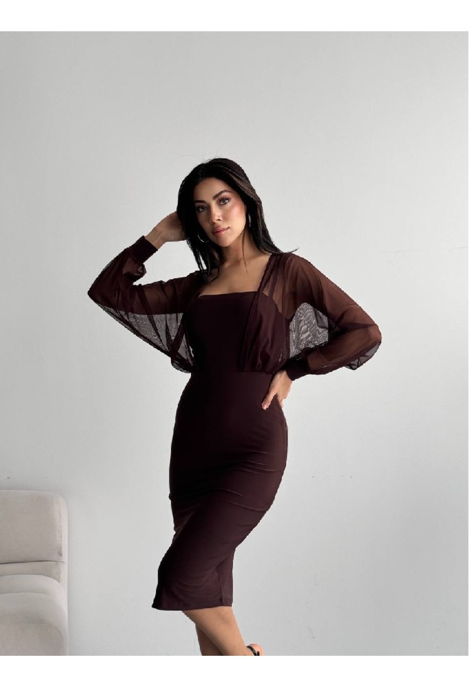 Elegant Bodycon Dress With Square Neck - Brand: Mistix - Women & Kids, Baby Clothes Wholesale - TheBS Women