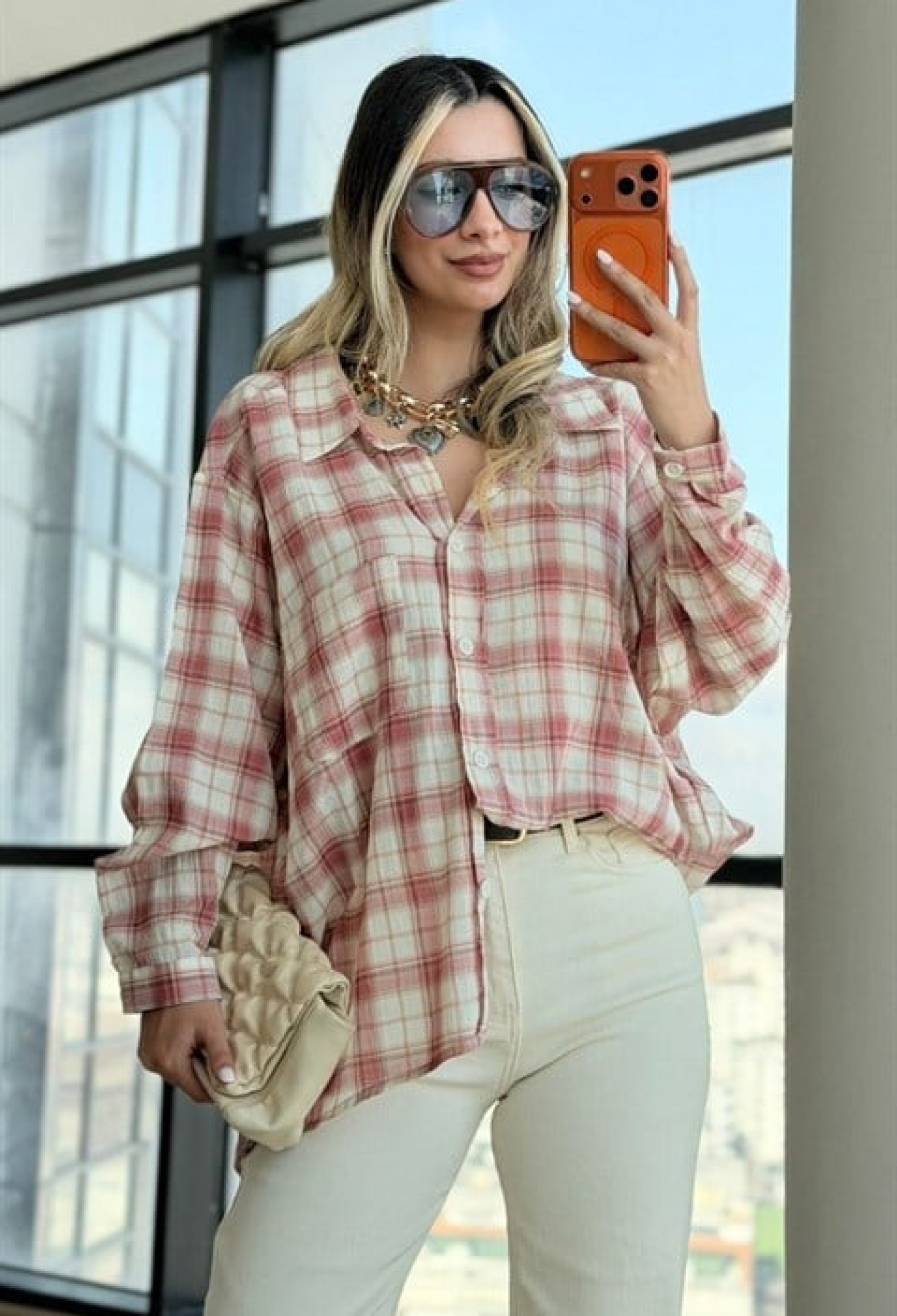 Mix Color Shirt With Checkered Pattern And Notched Neck - Brand: Sobe Istanbul - Women & Kids, Baby Clothes Wholesale - TheBS Women