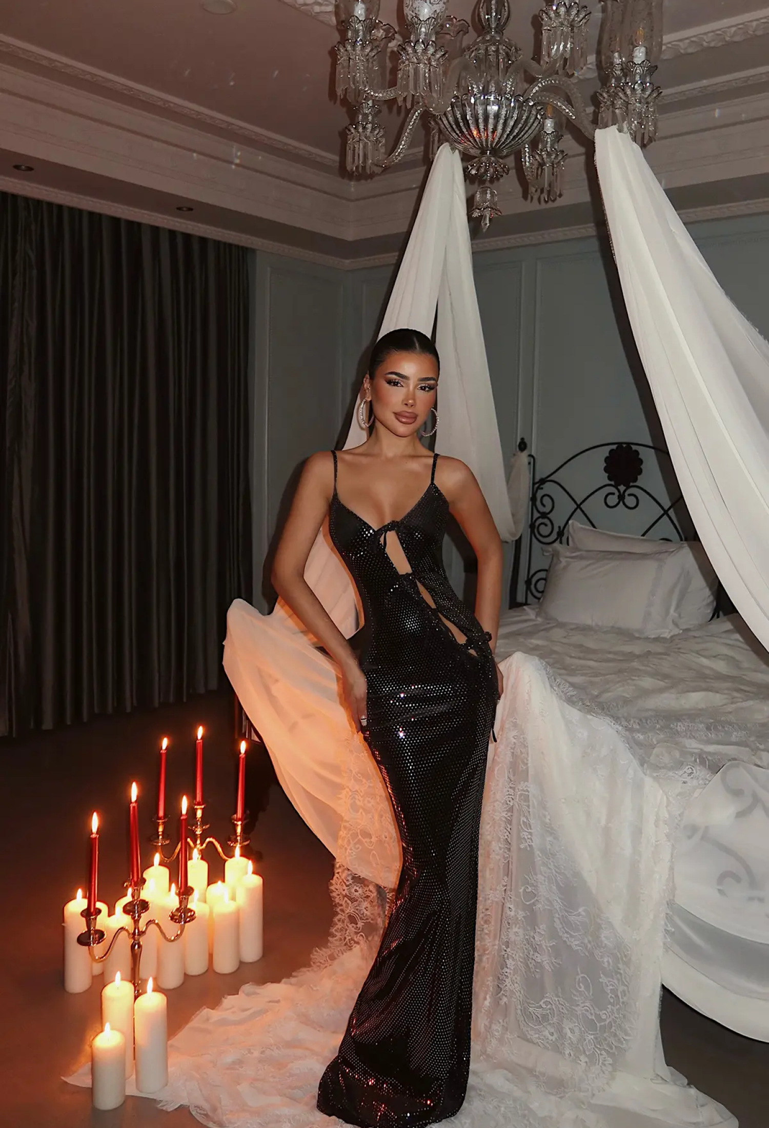 Black Sequined Bodycon V-Neck Dress - Brand: EYYO ATELIER - Women & Kids, Baby Clothes Wholesale - TheBS Women