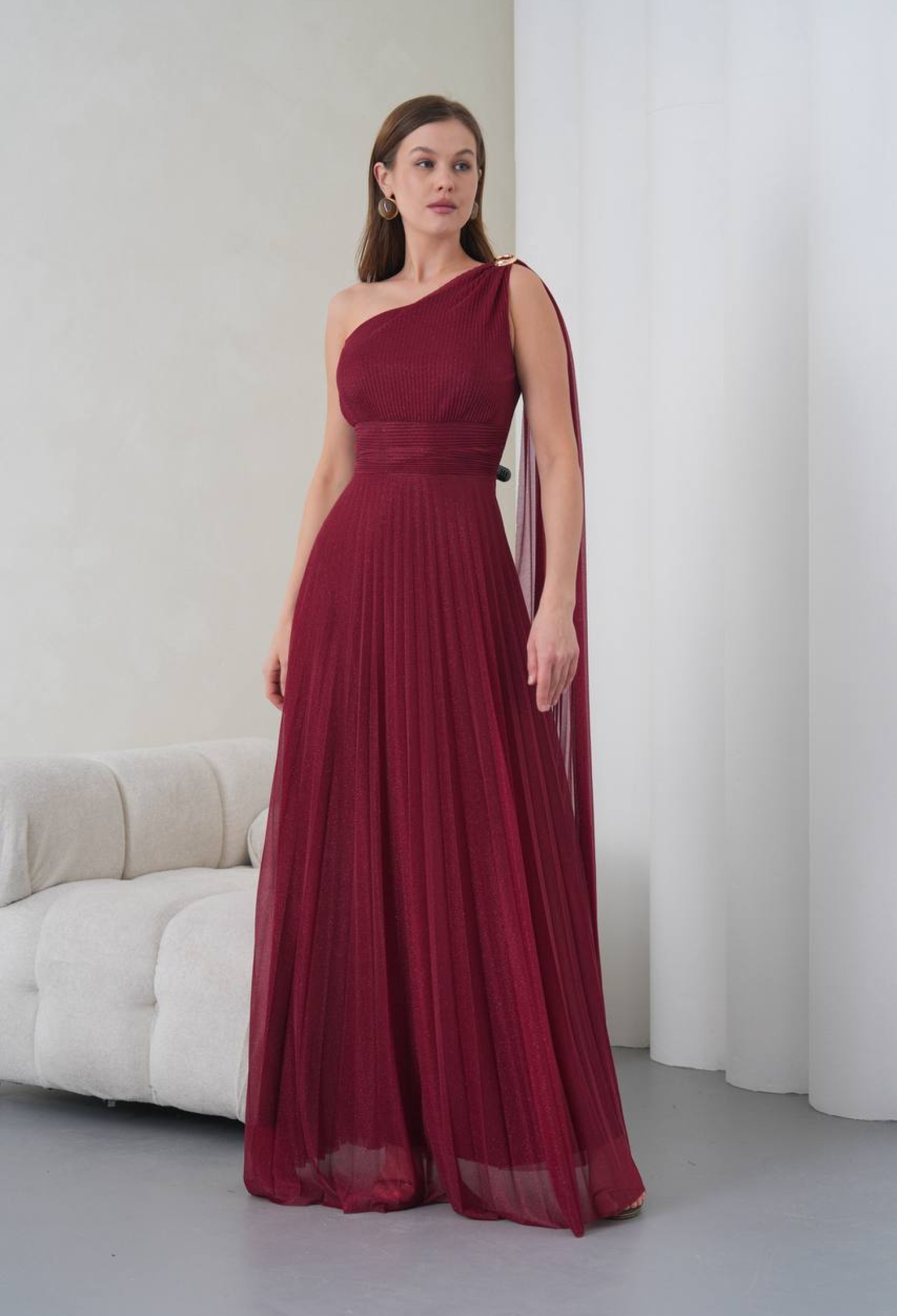 Elegant One Shoulder A-Line Dress - Brand: Mode Roy - Women & Kids, Baby Clothes Wholesale - TheBS Women