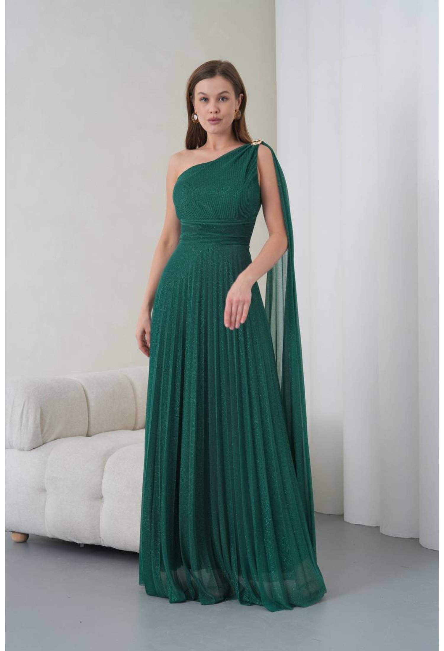 Elegant A-Line One Shoulder Floor Length Dress - Brand: Mode Roy - Women & Kids, Baby Clothes Wholesale - TheBS Women