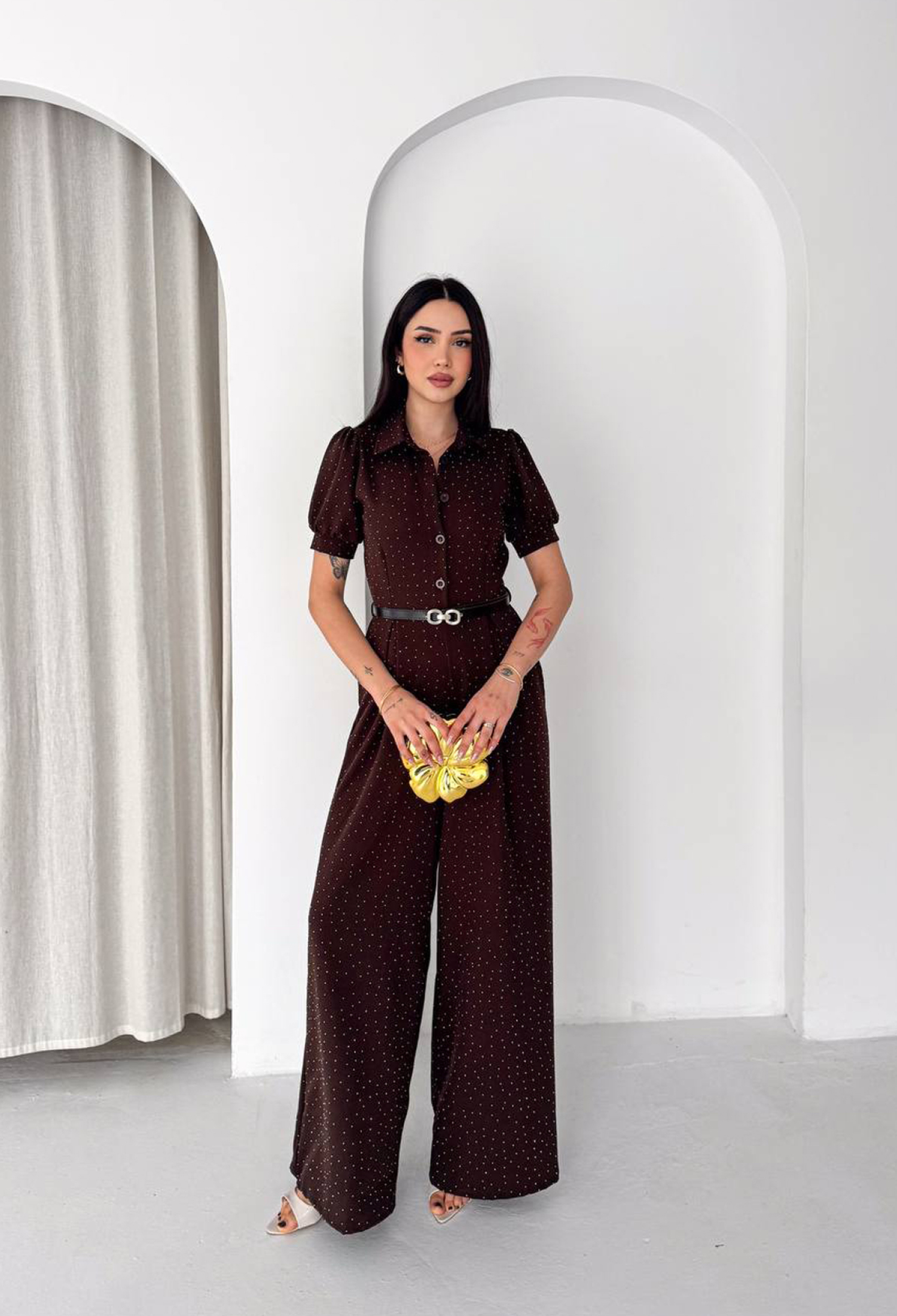 Polka Dot Shirt Jumpsuit - Brand: Mode Roy - Women & Kids, Baby Clothes Wholesale - TheBS Women