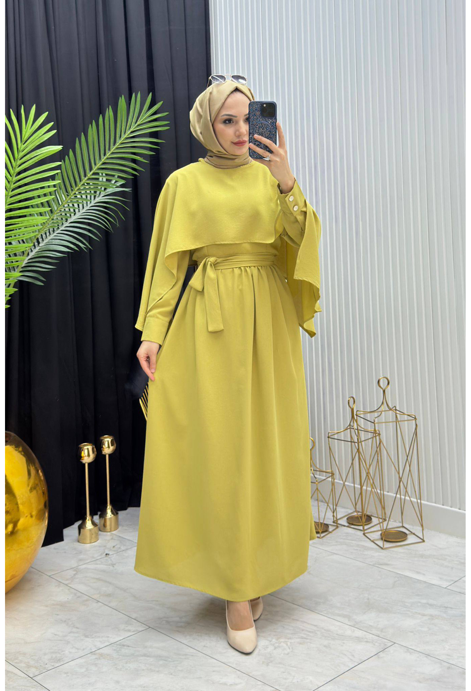Elegant Yellow Fit And Flare Dress - Brand: Mode Roy - Women & Kids, Baby Clothes Wholesale - TheBS Women