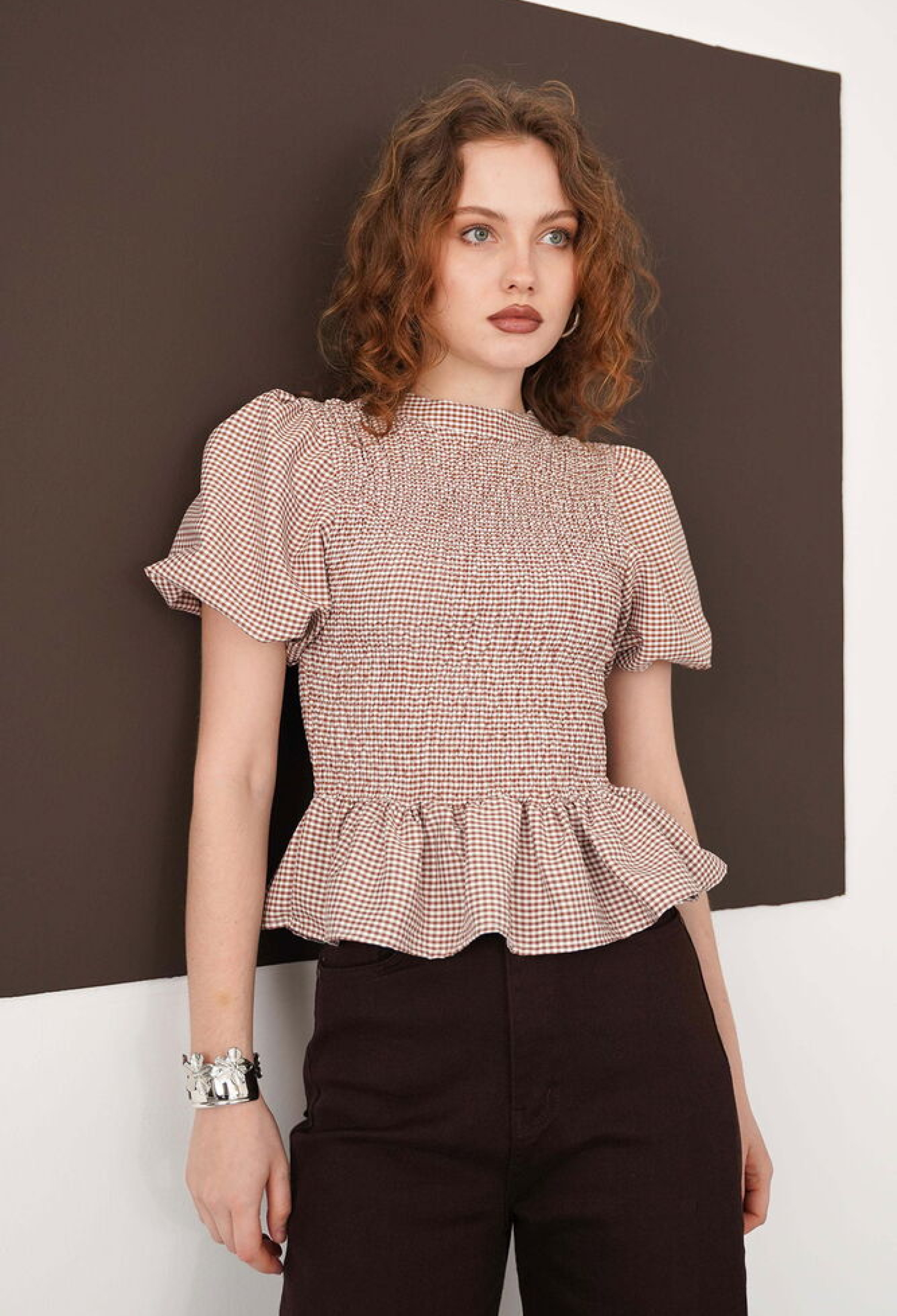 Beige Vintage Fitted Shirt With Ruffle Sleeves - Brand: Topshow - Women & Kids, Baby Clothes Wholesale - TheBS Women