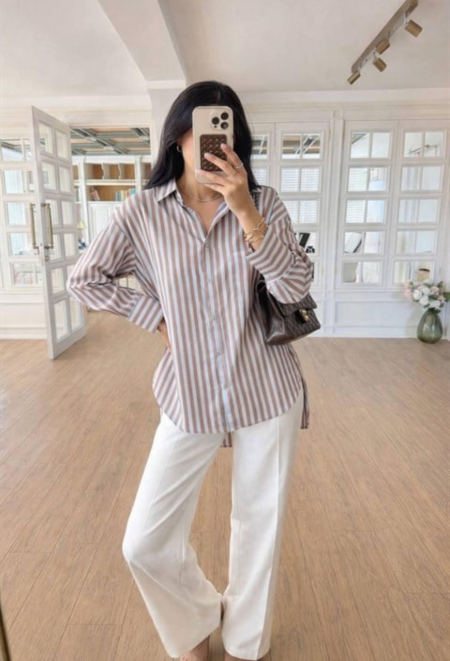 Beige Striped Casual Formal Shirt - Brand: Sobe Istanbul - Women & Kids, Baby Clothes Wholesale - TheBS Women