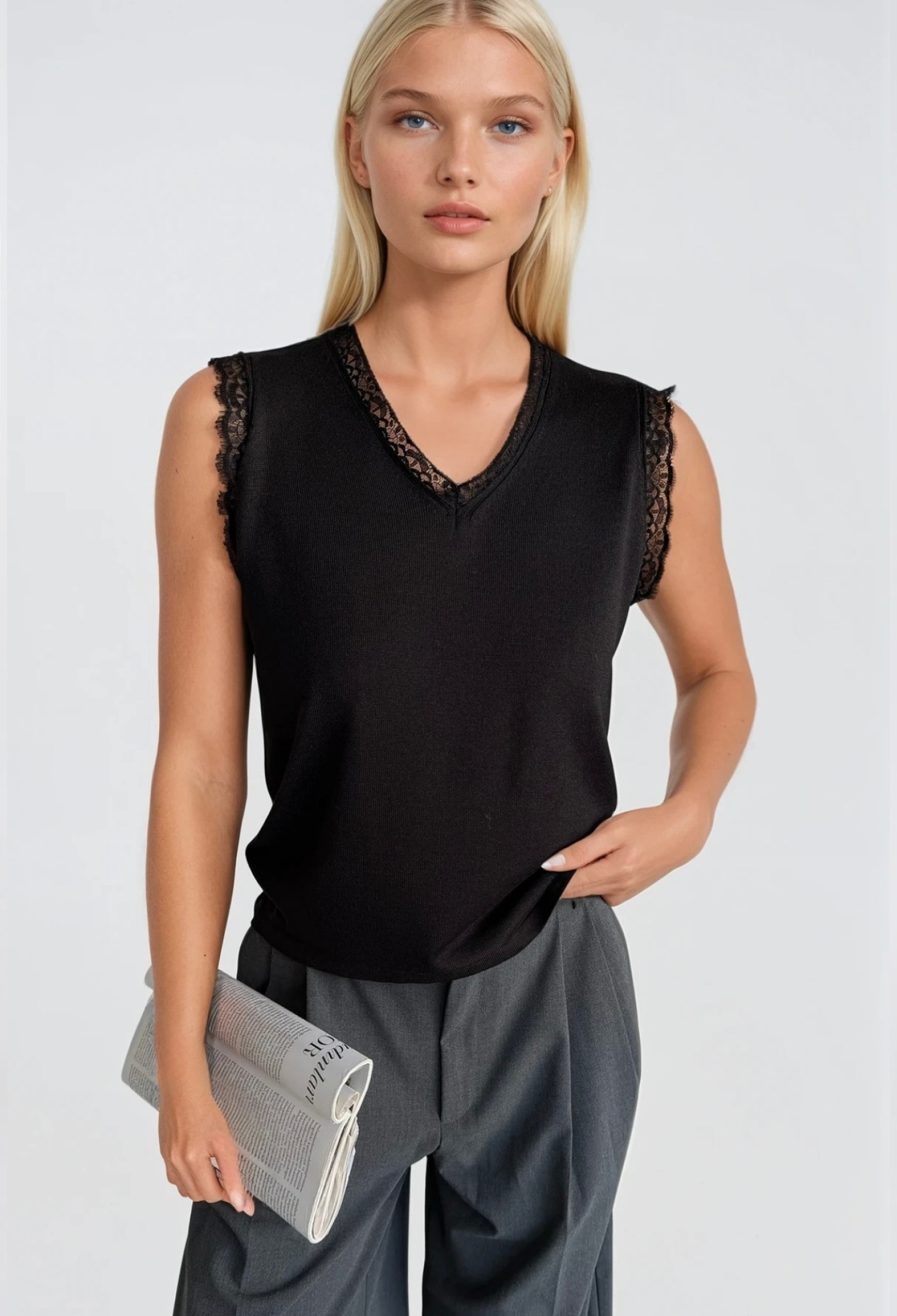 Blouse With V-Neck And Cap Sleeves - Brand: Black Fashion - Women & Kids, Baby Clothes Wholesale - TheBS Women
