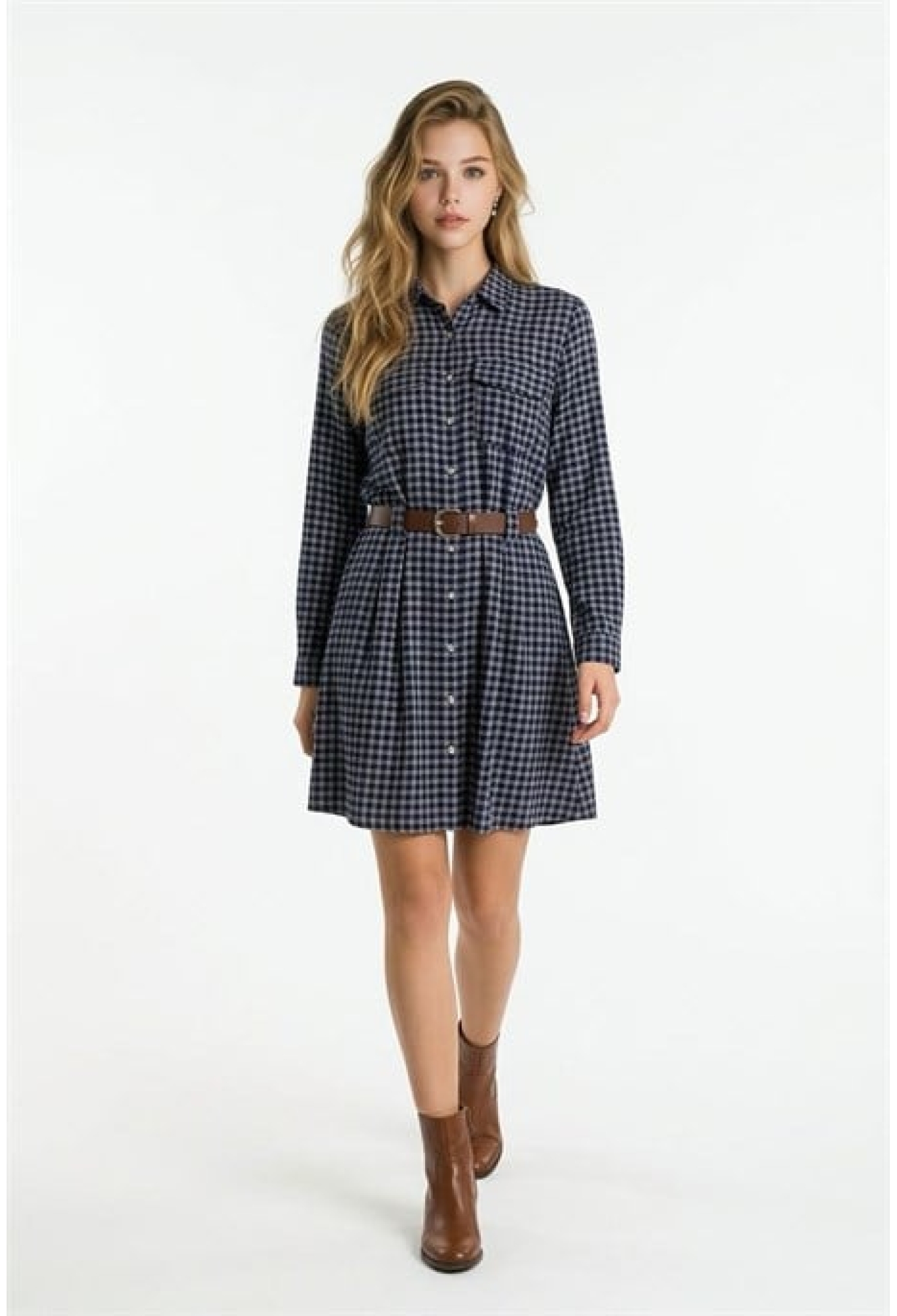 Checkered Mini Shirt Dress - Brand: Levure - Women & Kids, Baby Clothes Wholesale - TheBS Women