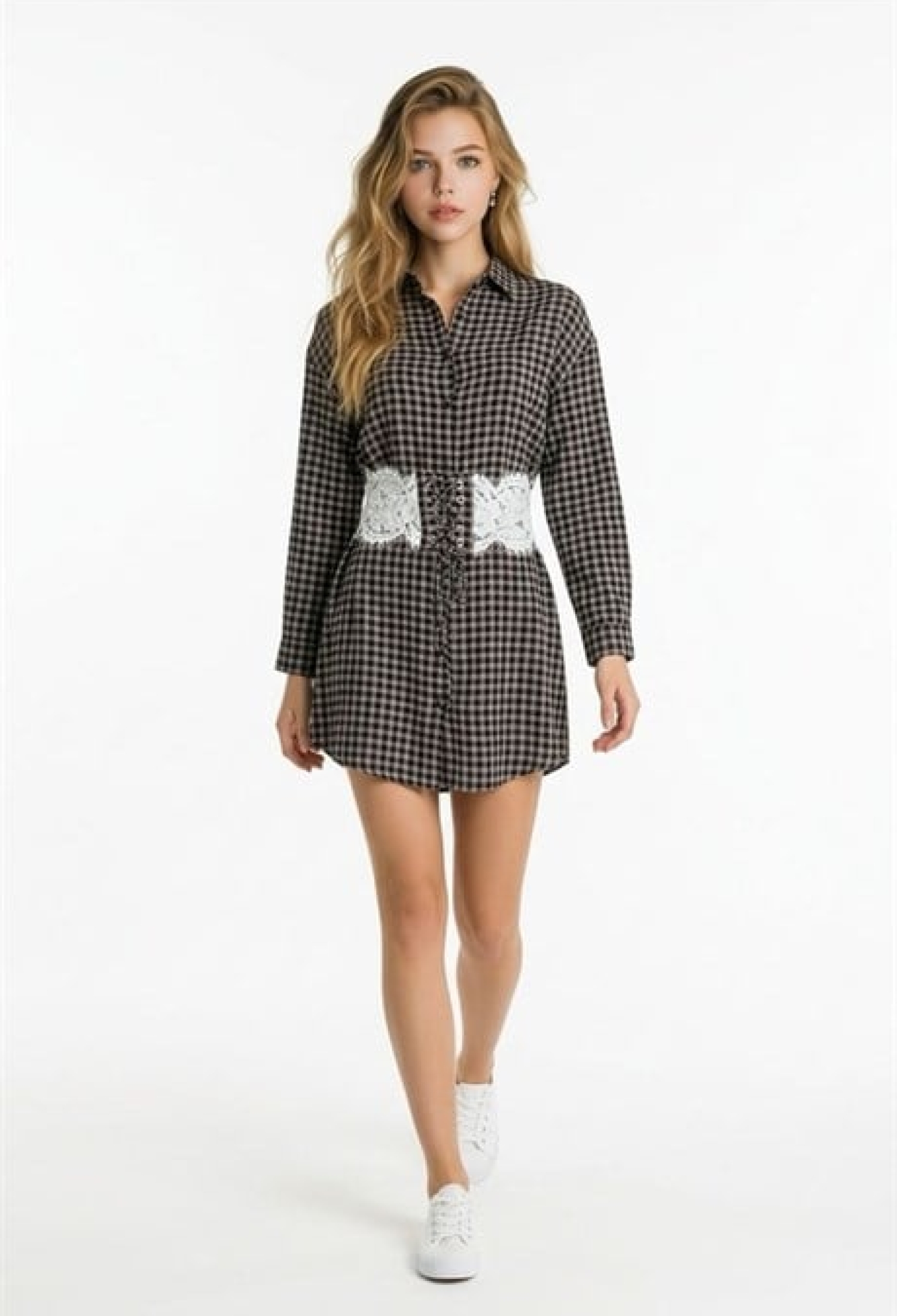 Black Checkered Mini Shirt Dress - Brand: Levure - Women & Kids, Baby Clothes Wholesale - TheBS Women