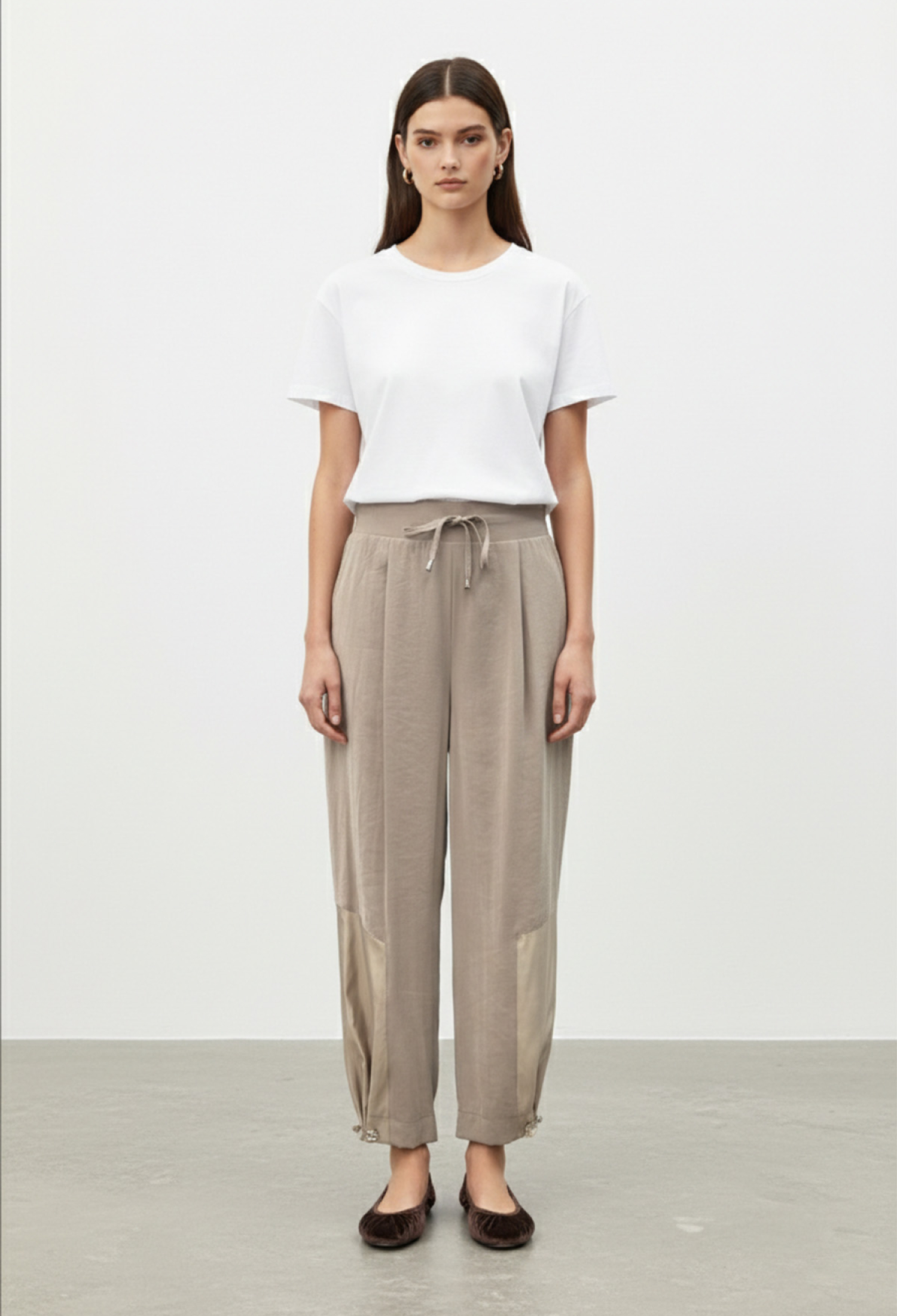 Beige Tapered Carrot High Waist Cropped Pants - Brand: Puane - Women & Kids, Baby Clothes Wholesale - TheBS Women