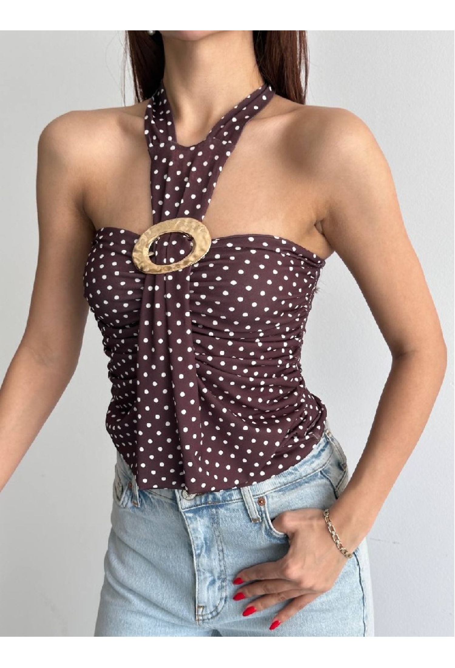 Polka Dot Sleeveless Fitted Blouse - Brand: Mistix - Women & Kids, Baby Clothes Wholesale - TheBS Women