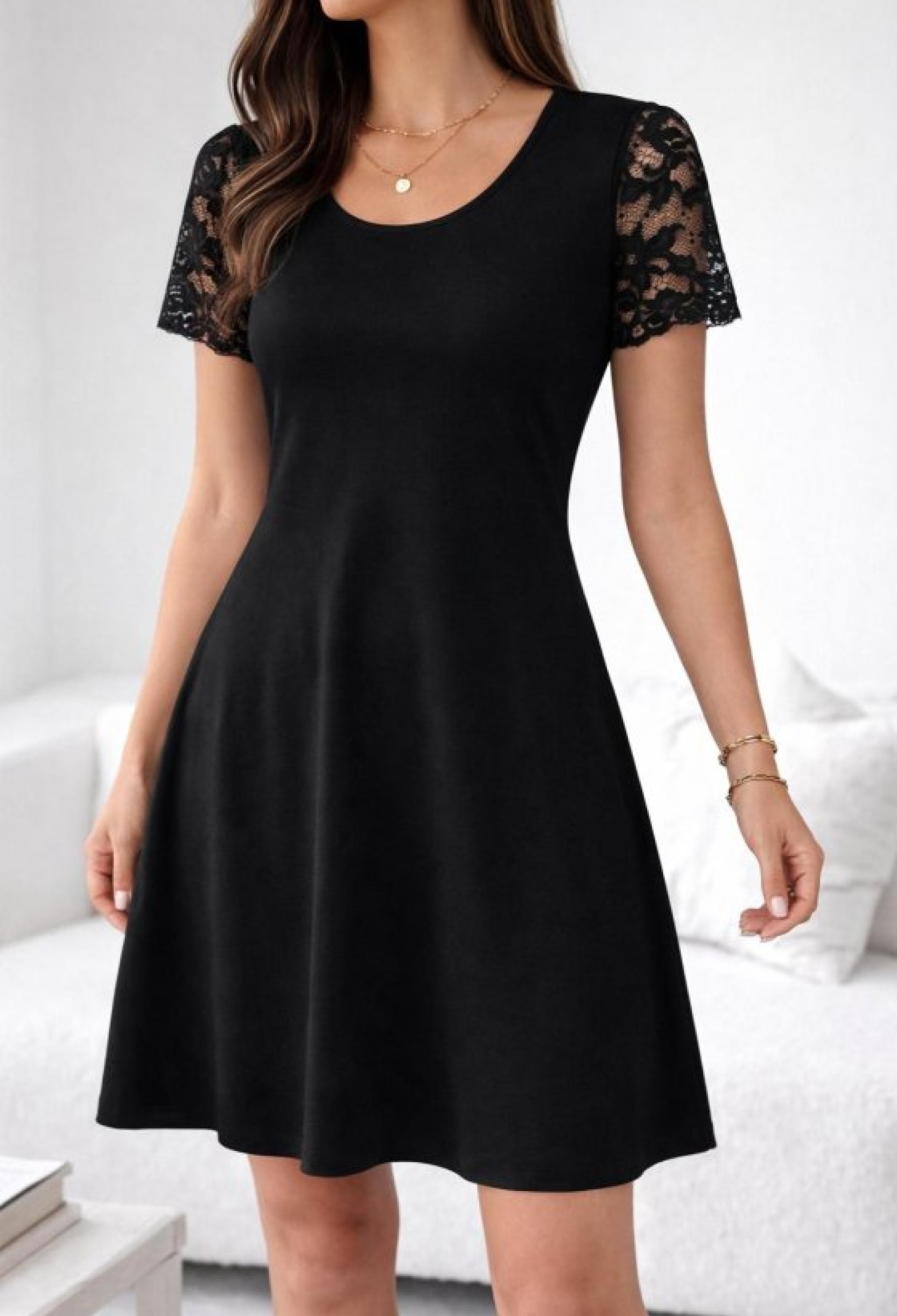 Black A-Line Dress With Short Sleeves - Brand: Janes - Women & Kids, Baby Clothes Wholesale - TheBS Women
