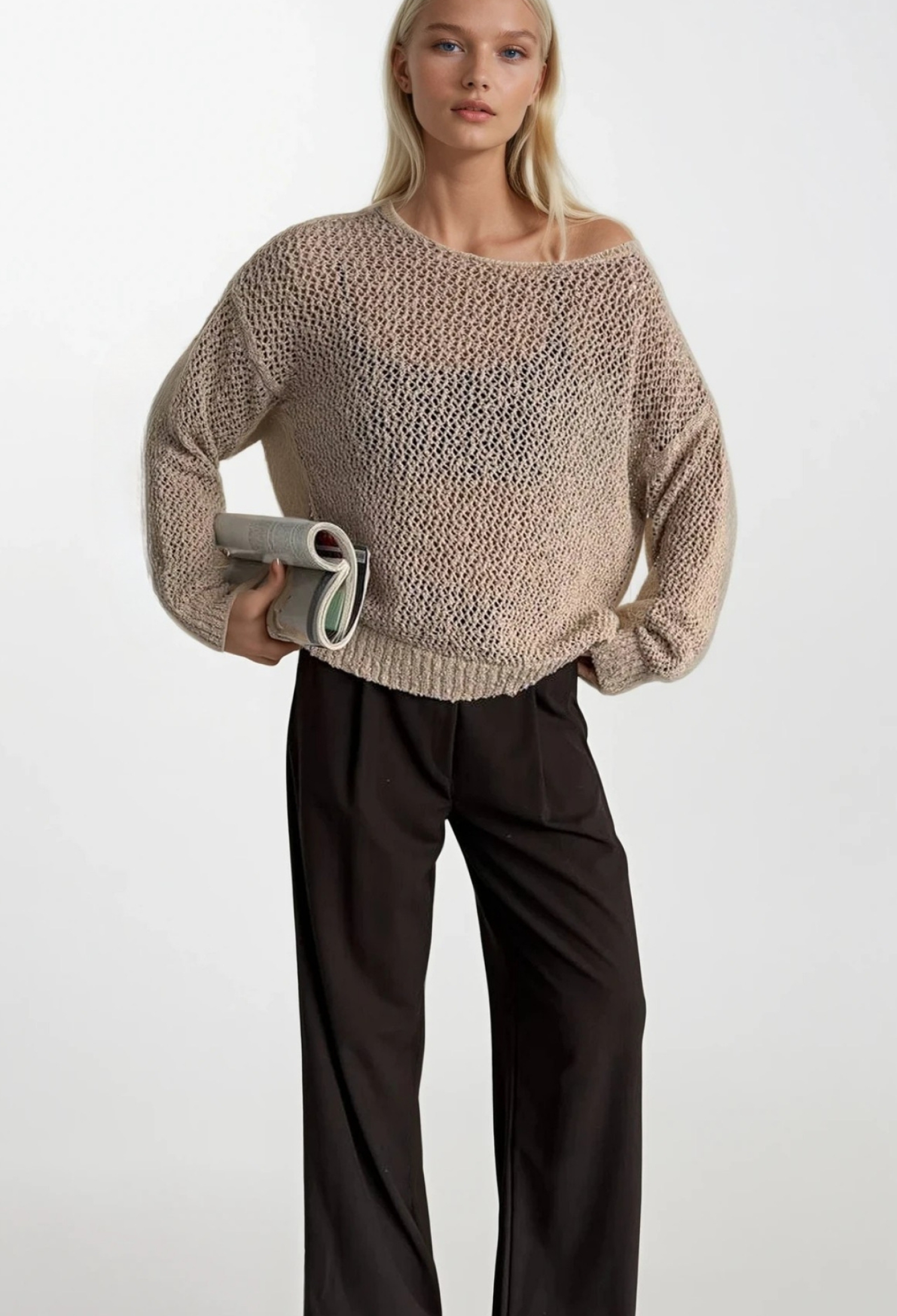 Oversized Fit Boat Neck Blouse - Brand: Black Fashion - Women & Kids, Baby Clothes Wholesale - TheBS Women