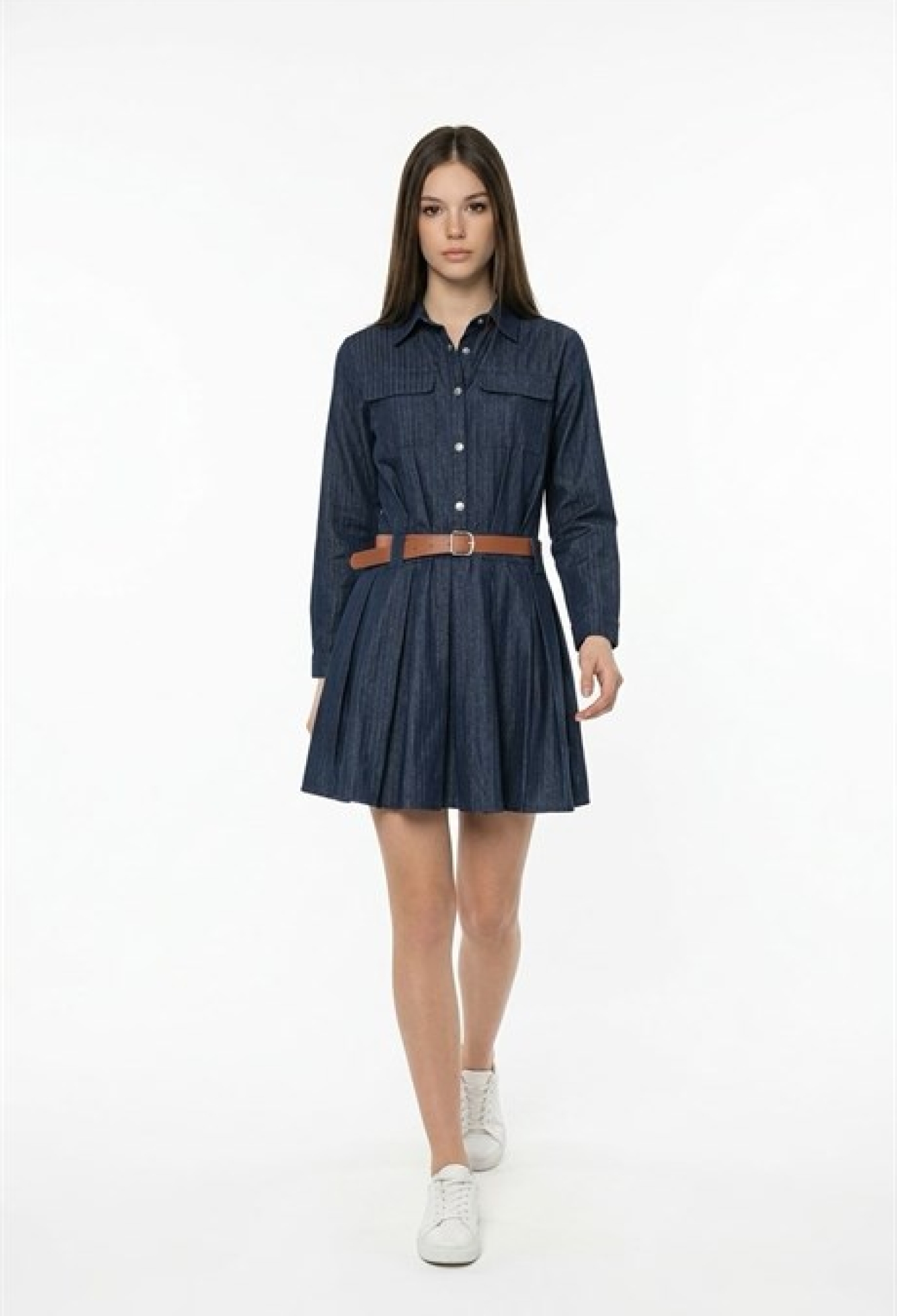 Navy Blue Casual Preppy Shirt Dress - Brand: Levure - Women & Kids, Baby Clothes Wholesale - TheBS Women