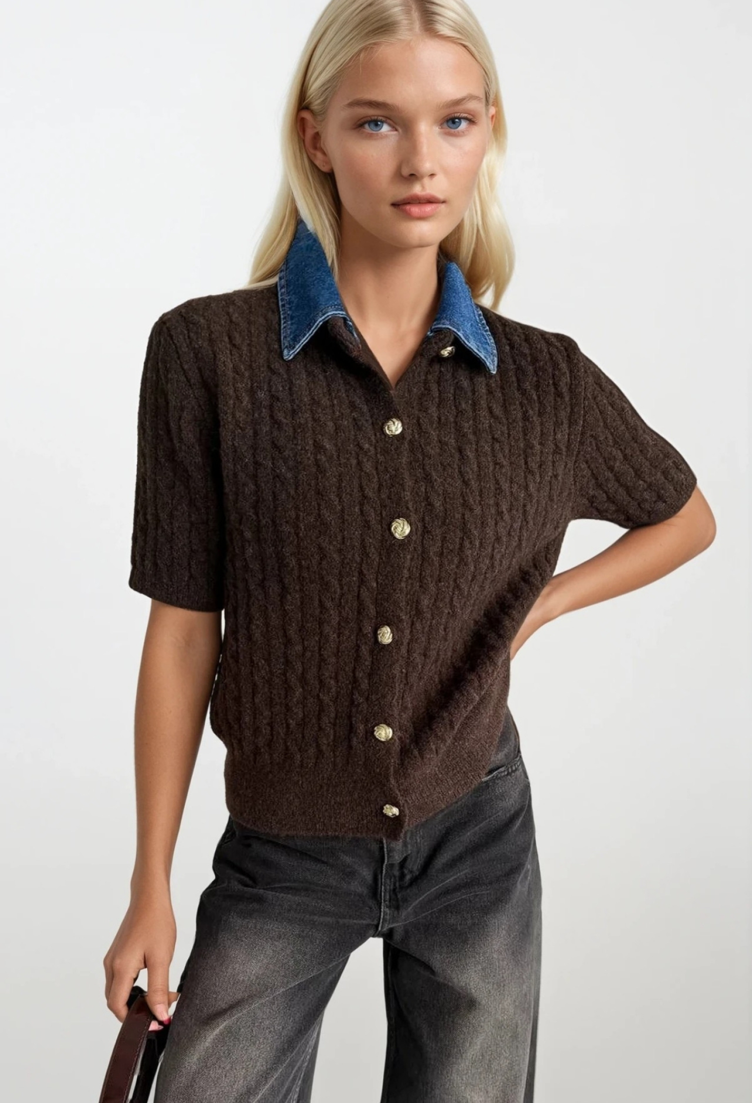Polo Neck Blouse With Half Sleeves - Brand: Black Fashion - Women & Kids, Baby Clothes Wholesale - TheBS Women