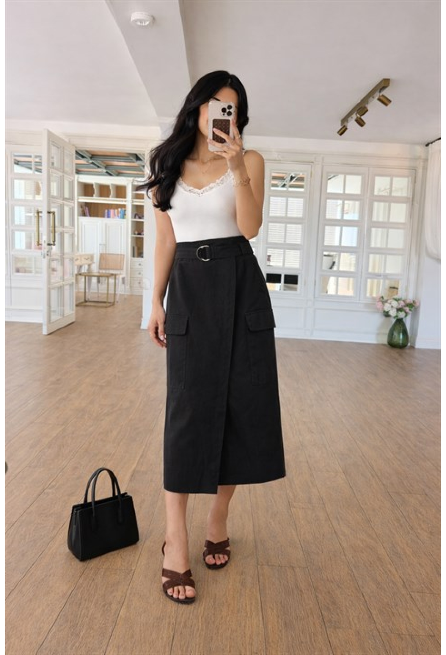 Black Wrap Midi Skirt With Buckle Closure - Brand: Sobe Istanbul - Women & Kids, Baby Clothes Wholesale - TheBS Women