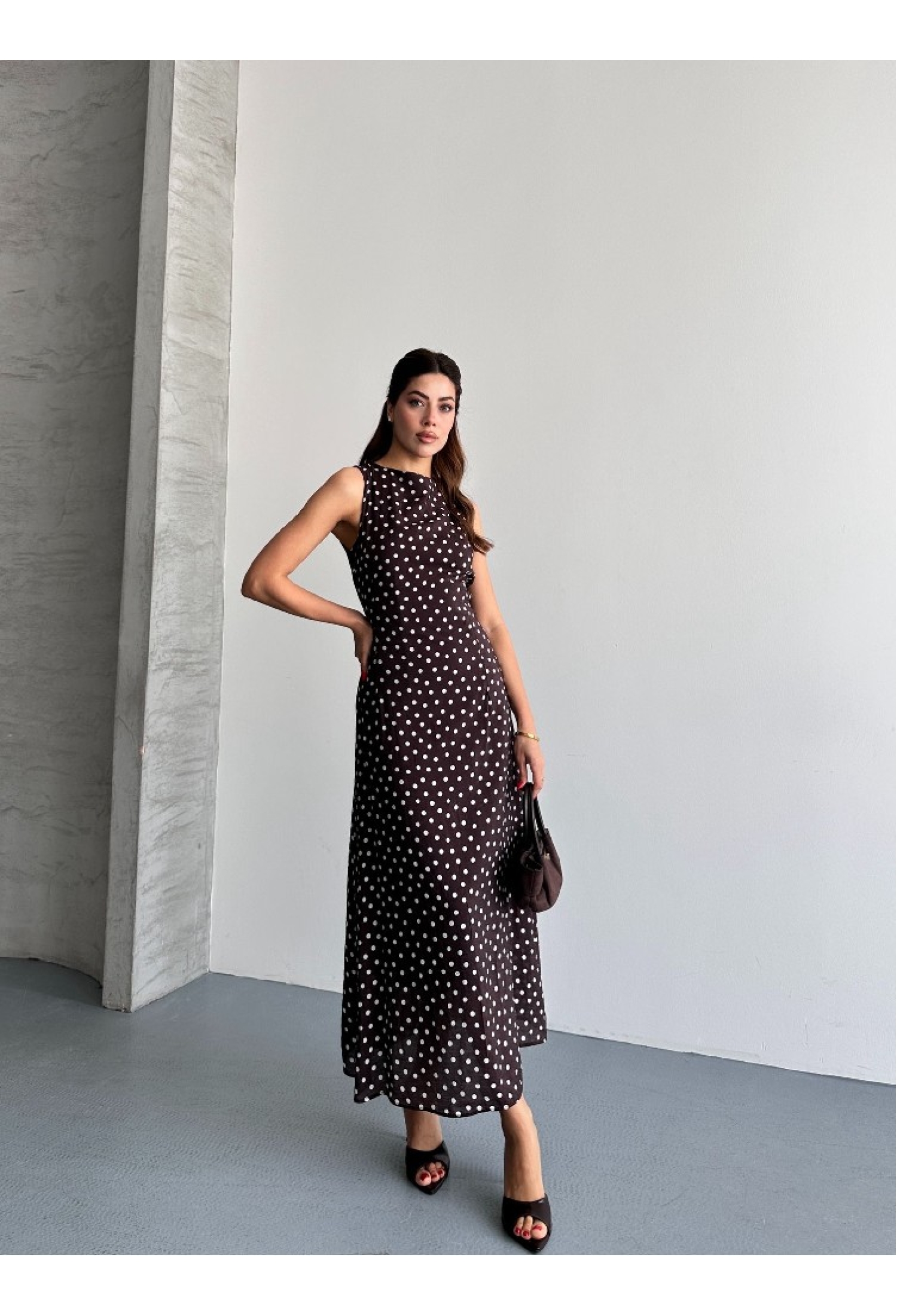 Black Elegant Polka Dot Maxi A-Line Dress - Brand: Mistix - Women & Kids, Baby Clothes Wholesale - TheBS Women