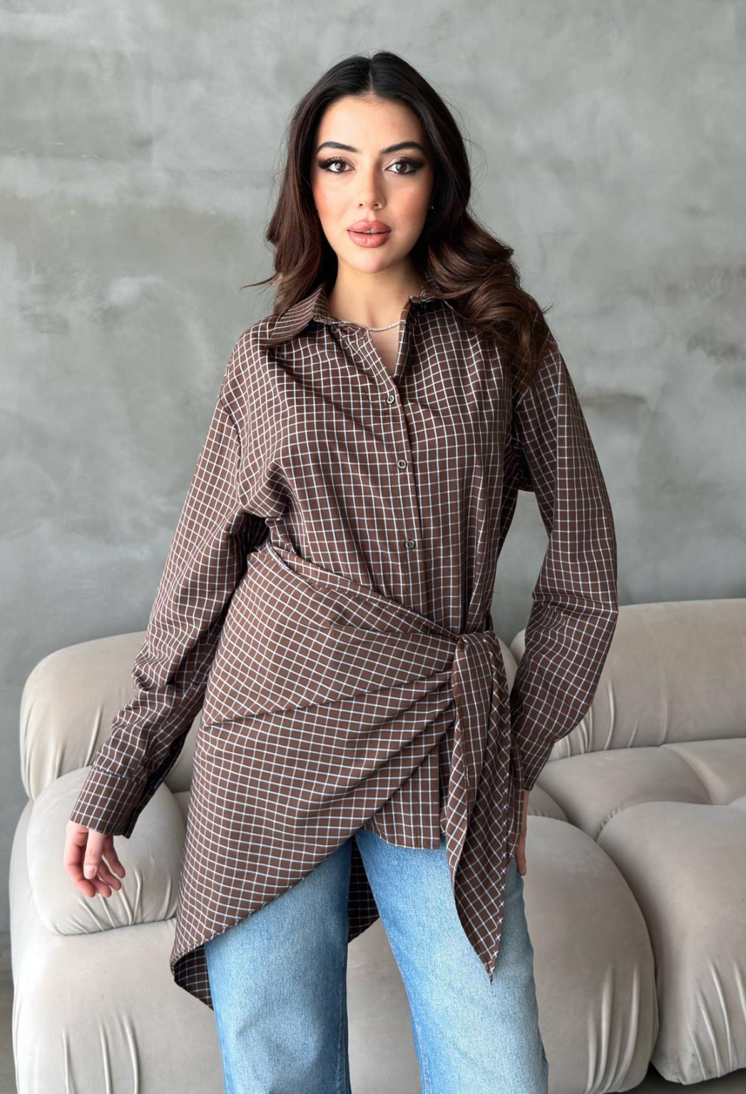 Checkered Casual Polo Neck Shirt - Brand: Elisa - Women & Kids, Baby Clothes Wholesale - TheBS Women