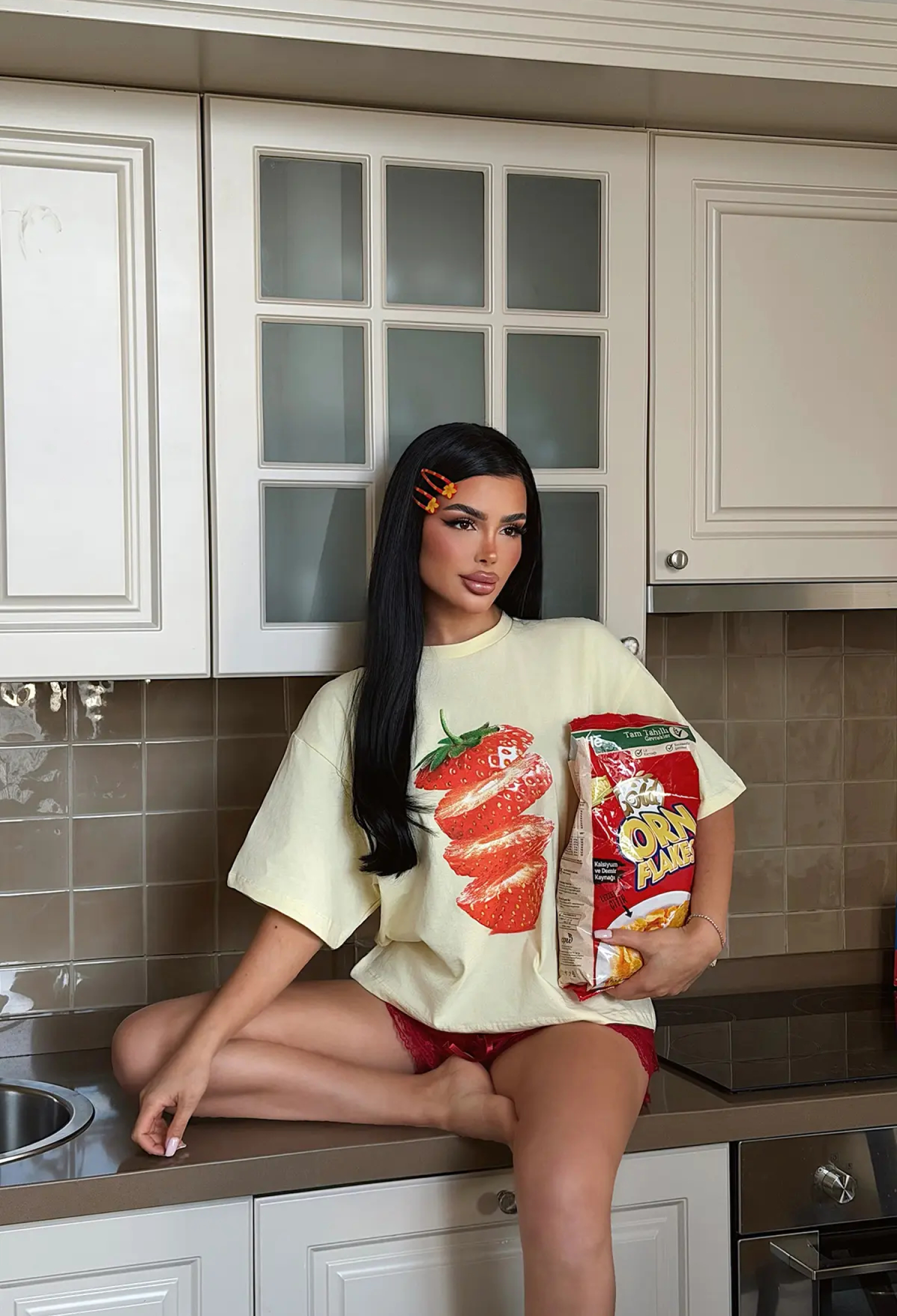 Beige Casual Oversized Fit Shirt With Crew Neck - Brand: EYYO ATELIER - Women & Kids, Baby Clothes Wholesale - TheBS Women