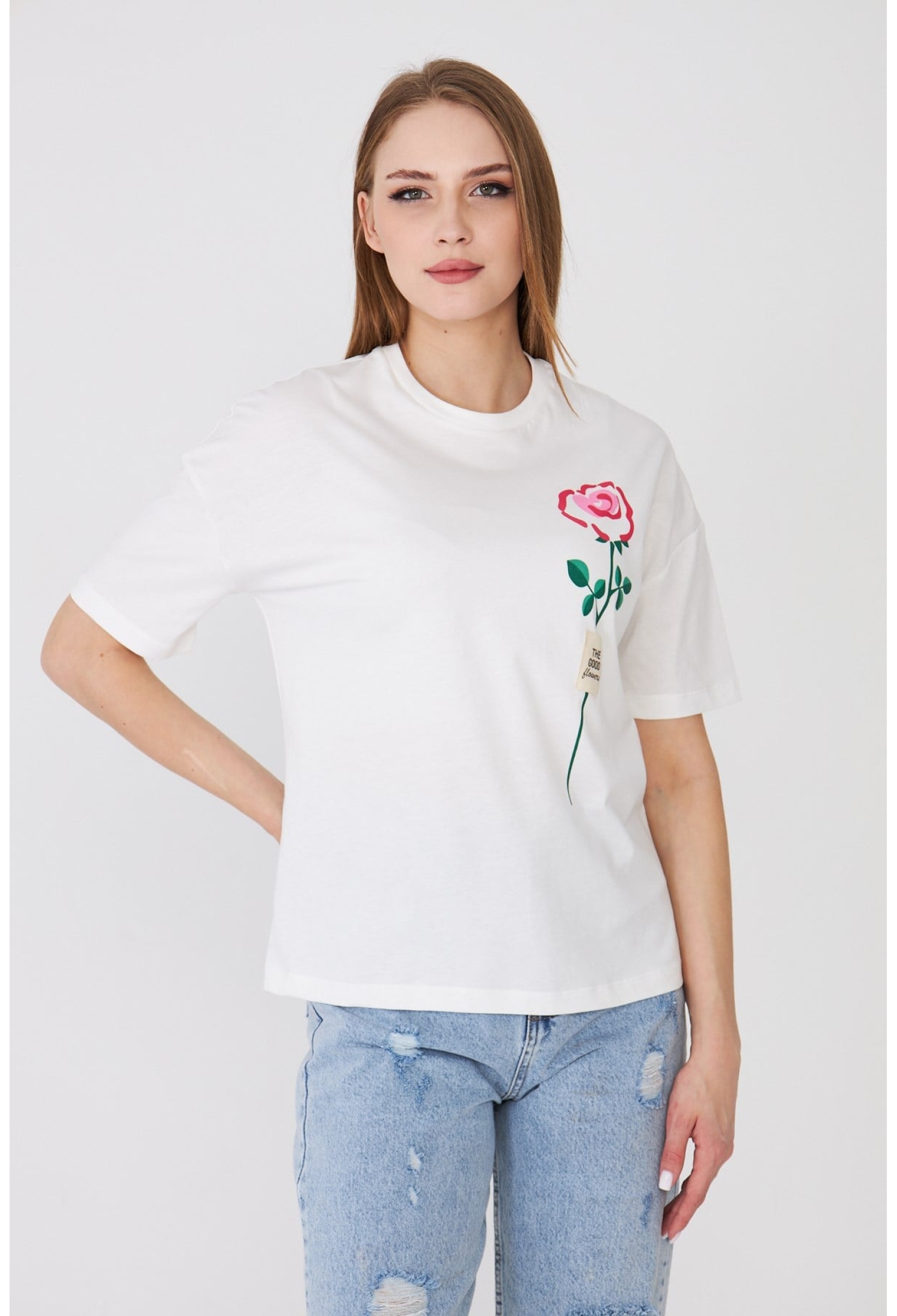 White Casual Floral Tshirt - Brand: Sortie Collection - Women & Kids, Baby Clothes Wholesale - TheBS Women