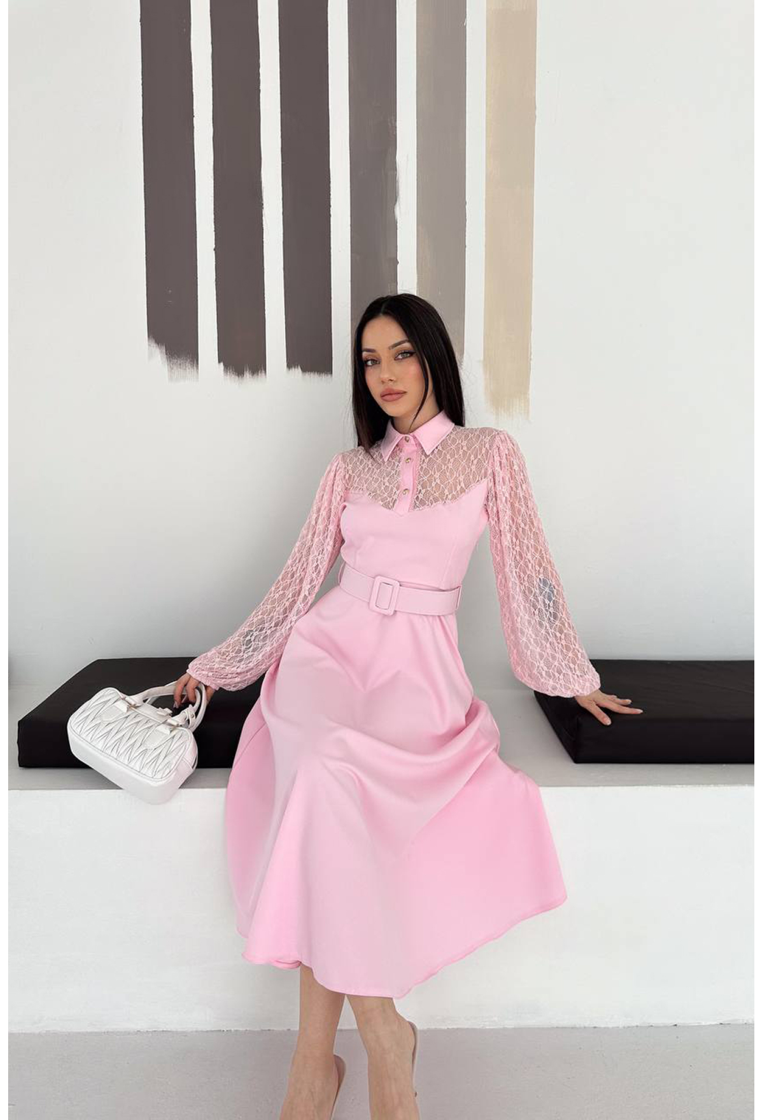 ElegantFit And Flare Dress With Shawl Collar - Brand: Mode Roy - Women & Kids, Baby Clothes Wholesale - TheBS Women
