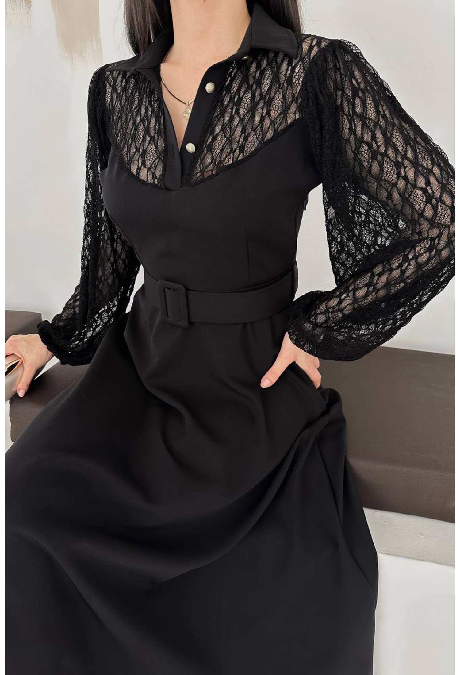 ElegantFit And Flare Dress With Plunging Neck - Brand: Mode Roy - Women & Kids, Baby Clothes Wholesale - TheBS Women