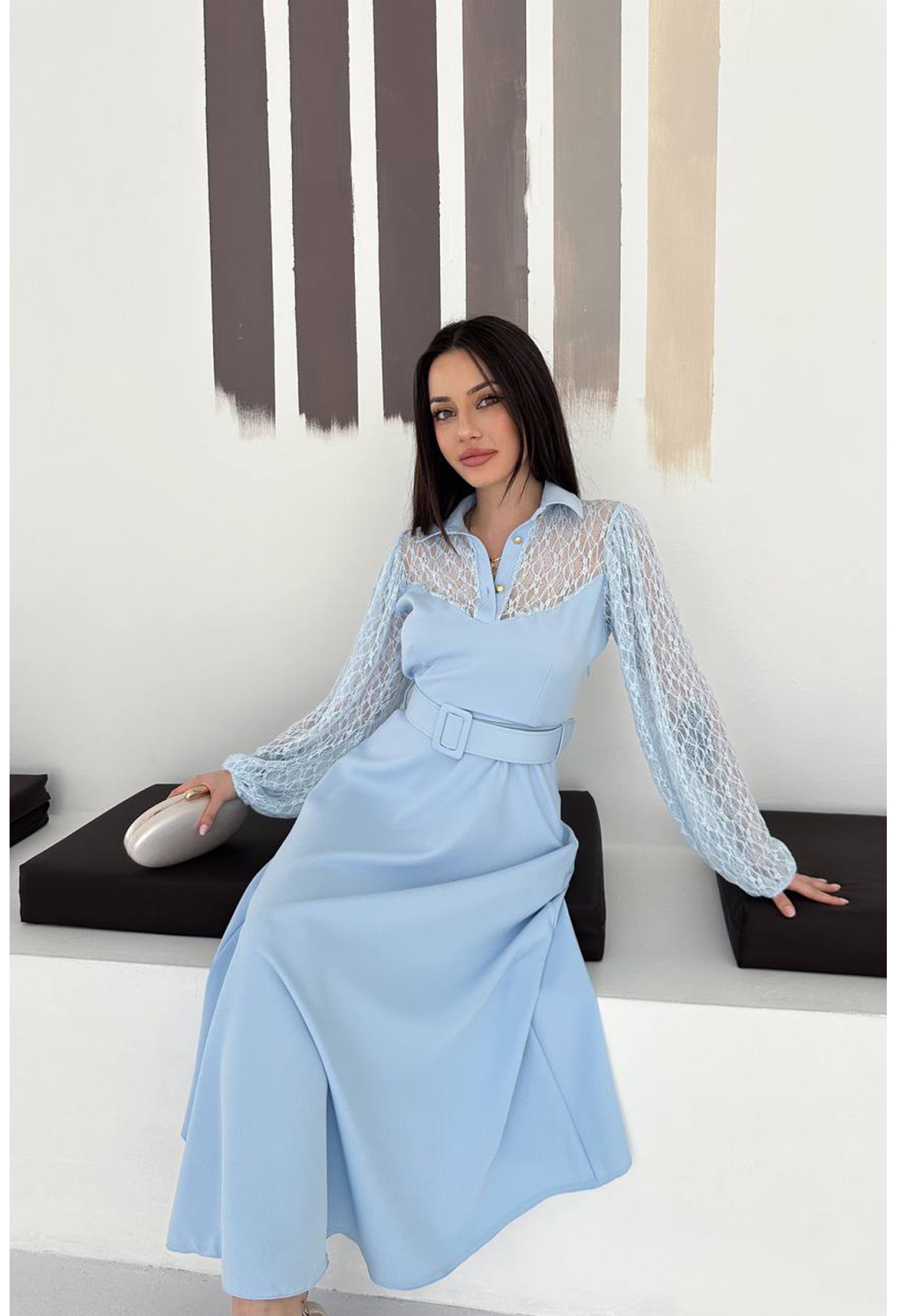 ElegantA-Line Dress With Balloon Sleeves - Brand: Mode Roy - Women & Kids, Baby Clothes Wholesale - TheBS Women