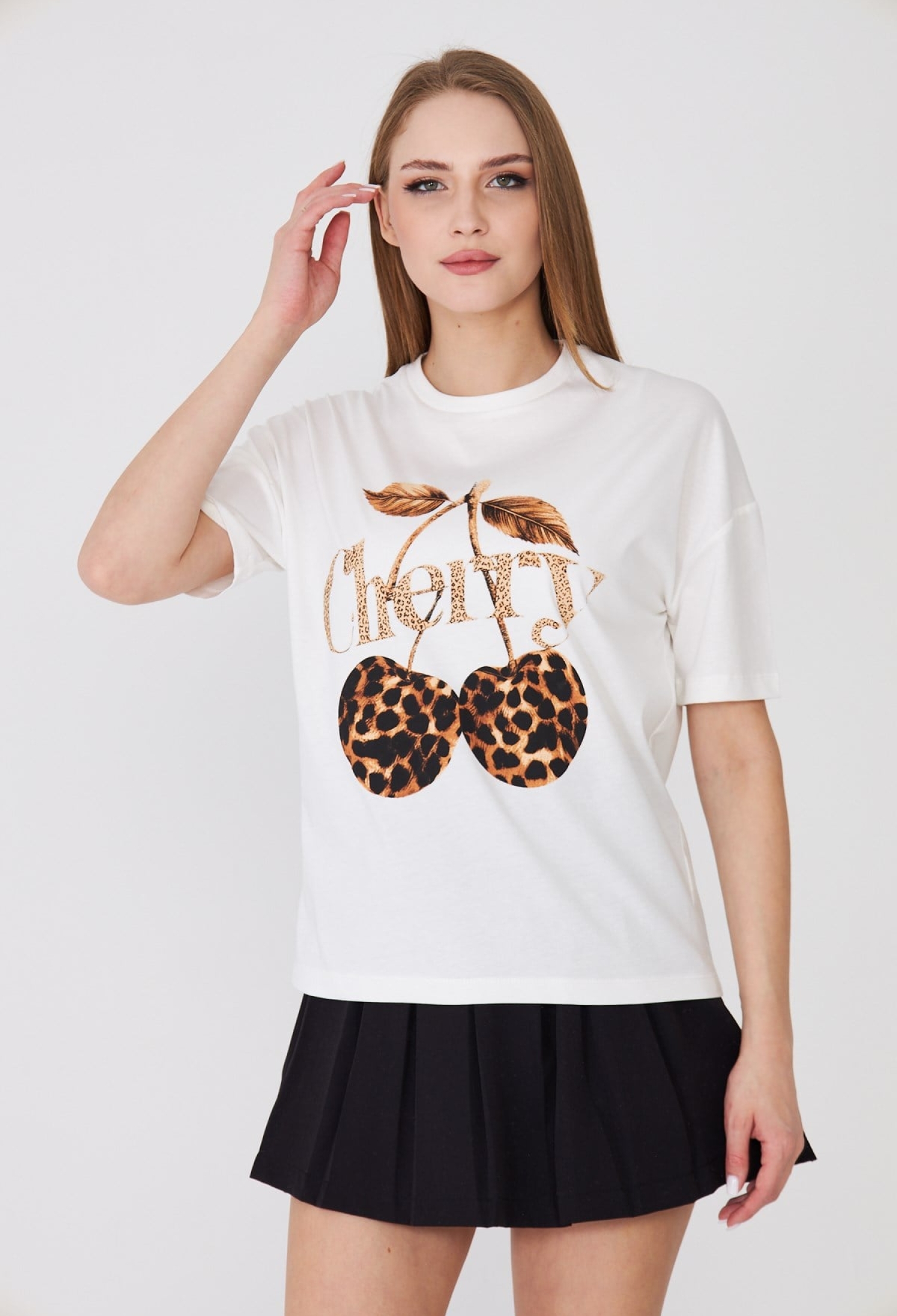 White Tshirt With Letter & Leopard PrintCasual Streetwear - Brand: Sortie Collection - Women & Kids, Baby Clothes Wholesale - TheBS Women