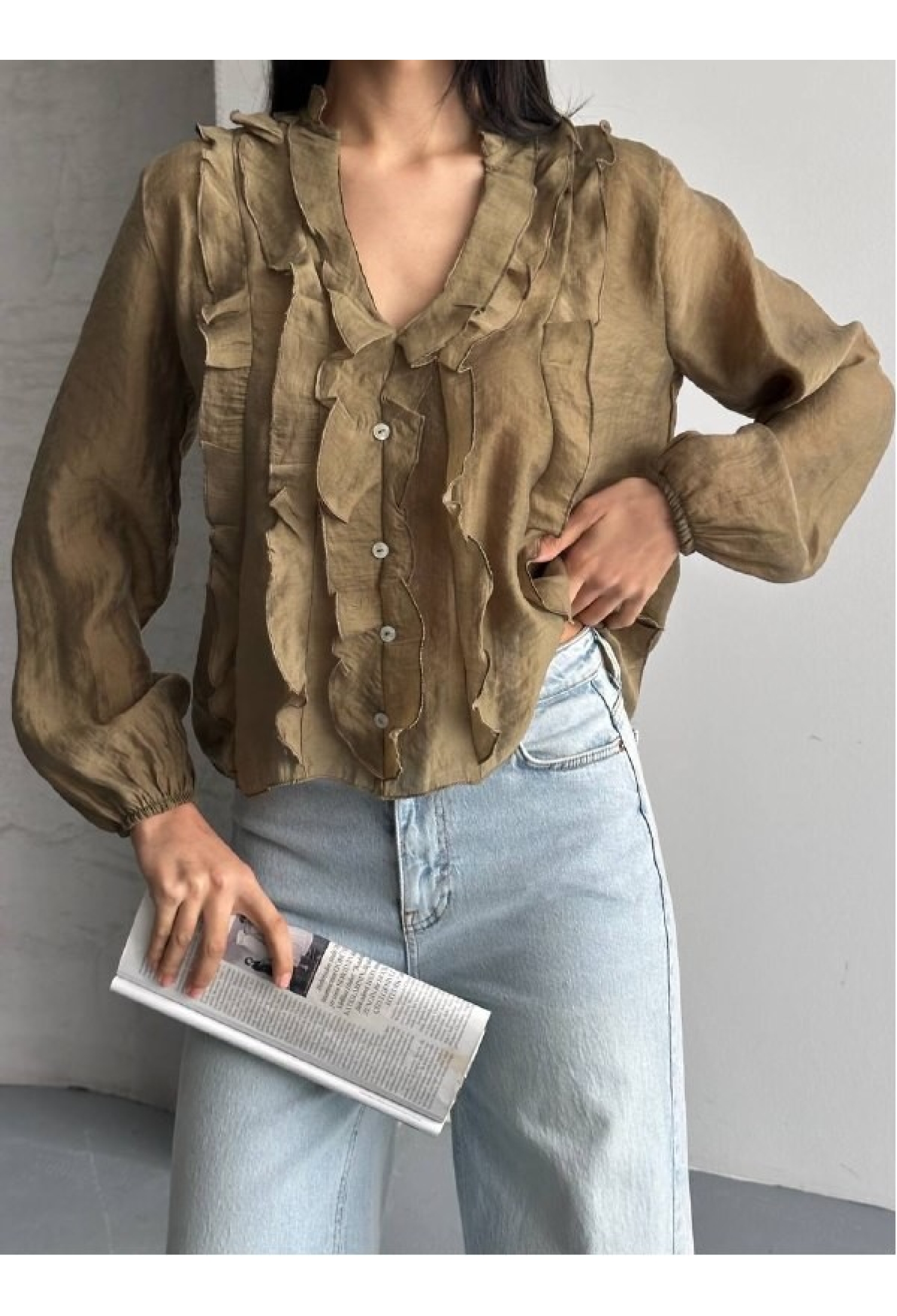 Khaki Casual Elegant Shirt - Brand: Mistix - Women & Kids, Baby Clothes Wholesale - TheBS Women