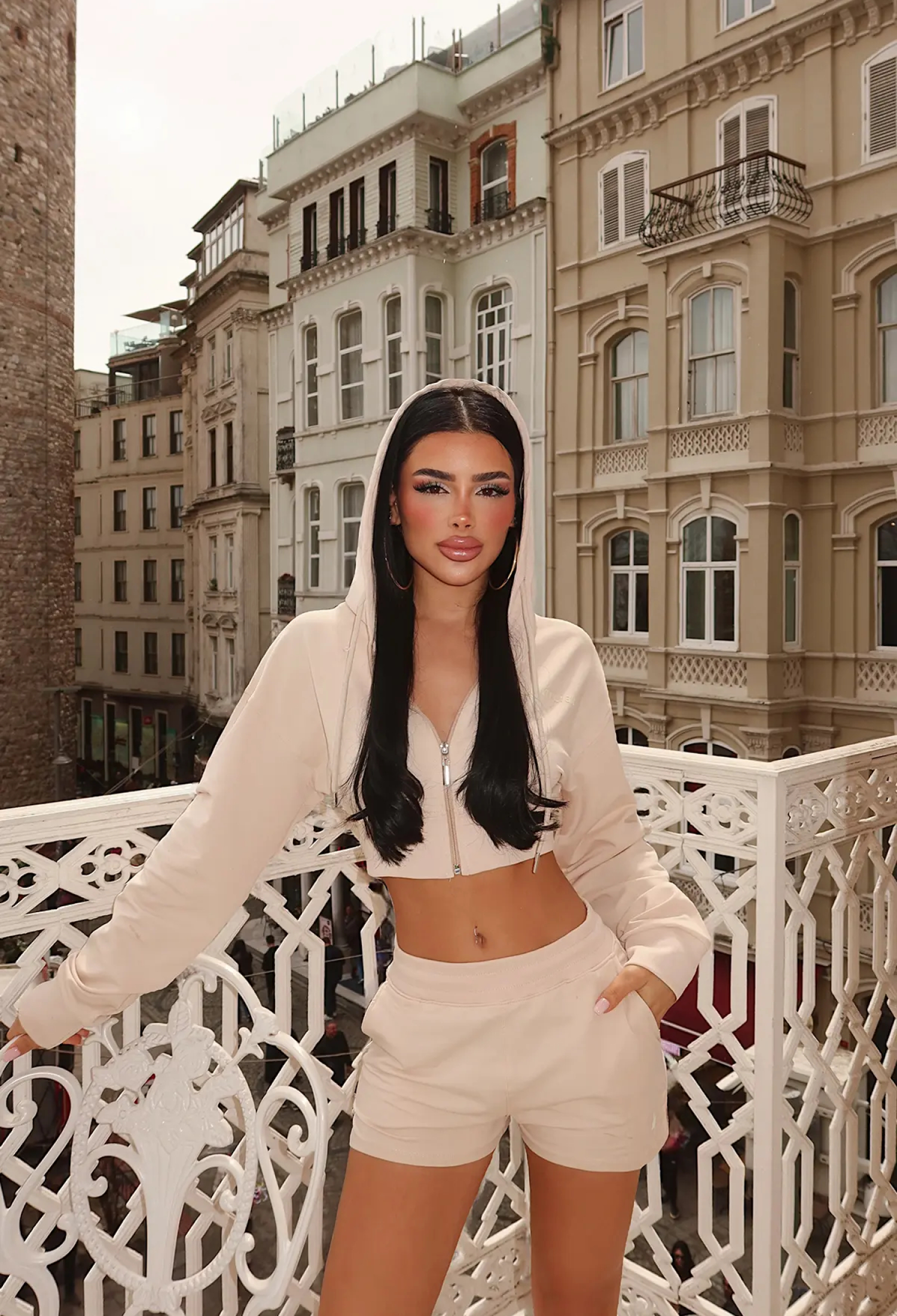 Beige Casual Sport Streetwear Set - Brand: EYYO ATELIER - Women & Kids, Baby Clothes Wholesale - TheBS Women