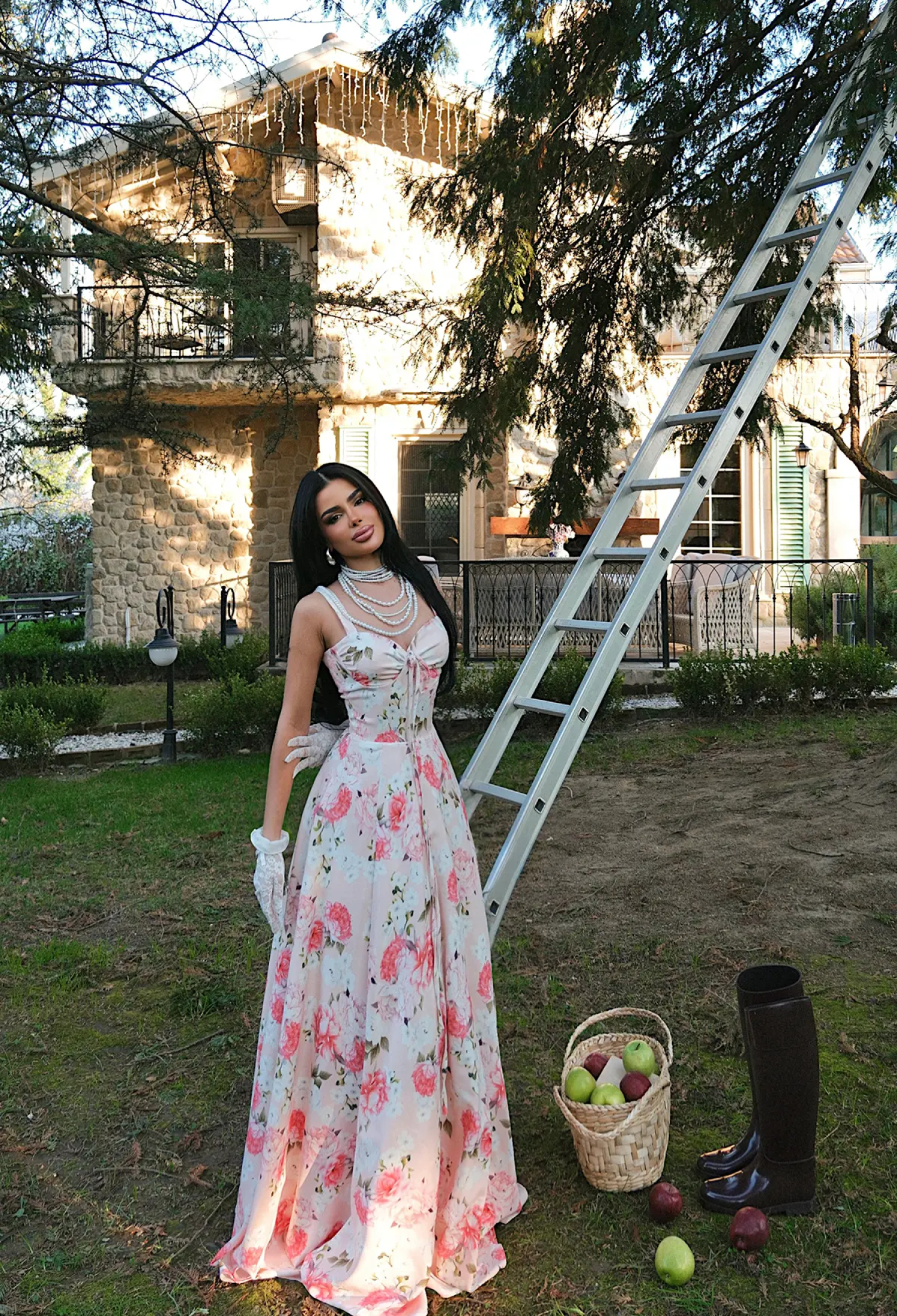 Pink Elegant Floral A-Line Dress With Sweetheart Neck - Brand: EYYO ATELIER - Women & Kids, Baby Clothes Wholesale - TheBS Women