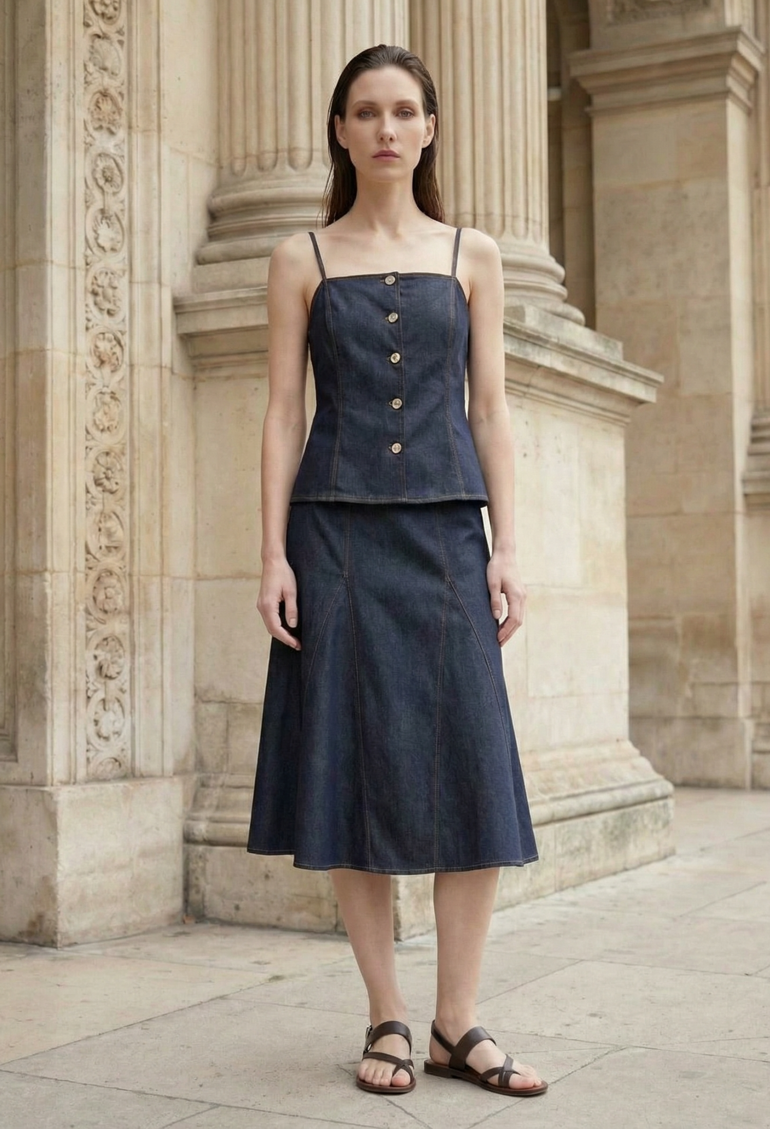 Blue SuitElegant Casual Midi FlaredSquare Neck - Brand: My Fashion - Women & Kids, Baby Clothes Wholesale - TheBS Women