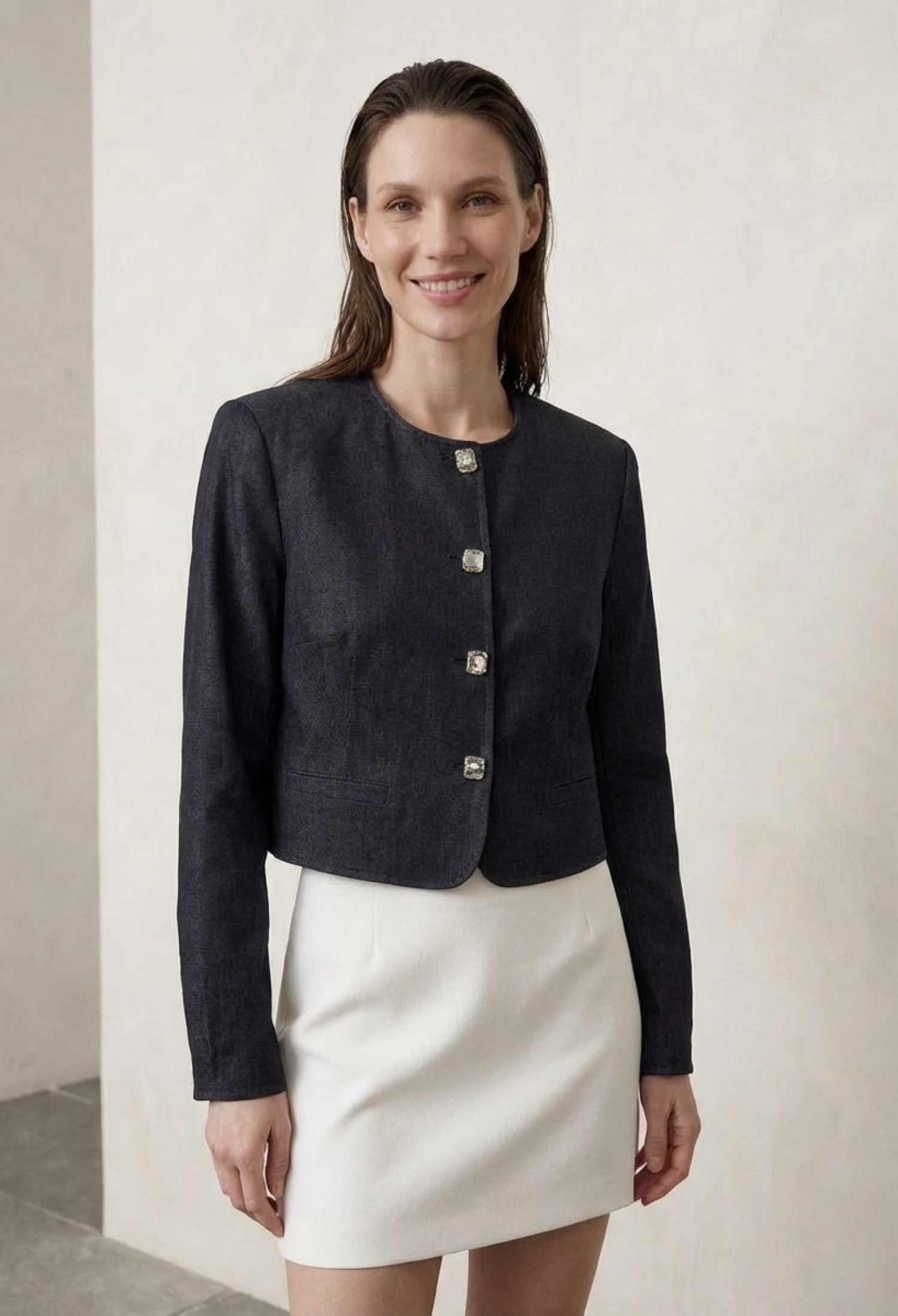 Black Denim Jacket Slim Fit Single-Breasted Blazer - Brand: My Fashion - Women & Kids, Baby Clothes Wholesale - TheBS Women