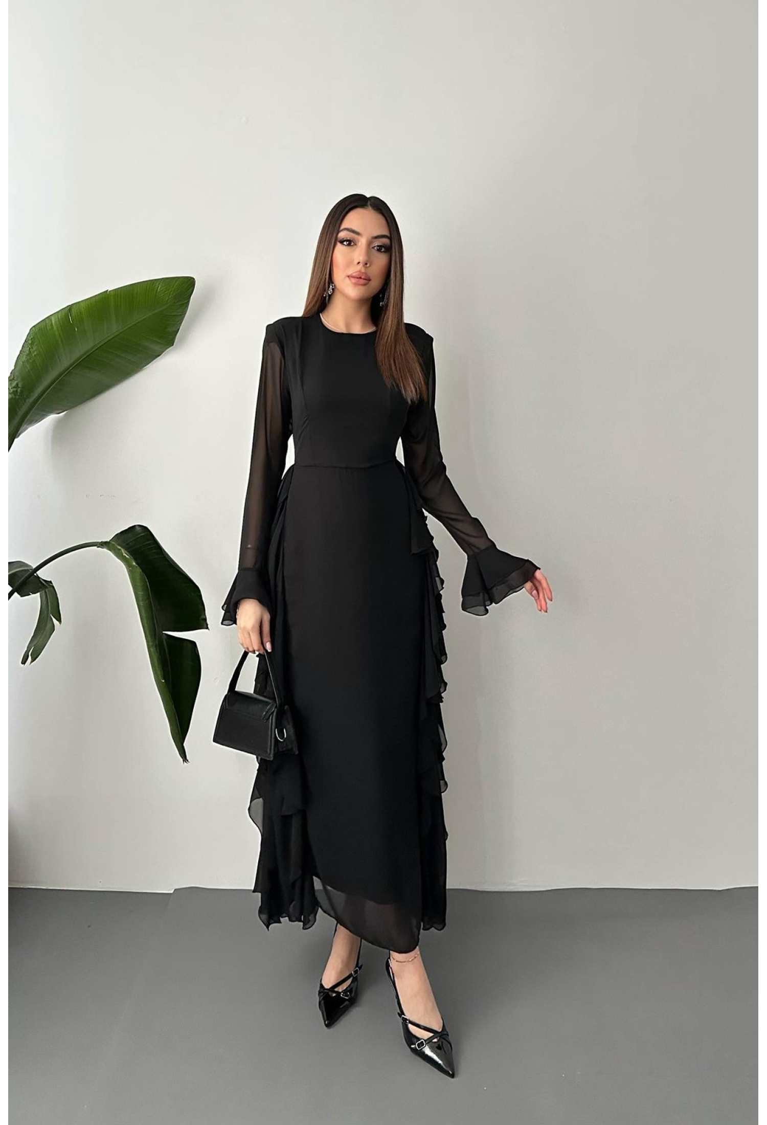ElegantSheath Dress With Ruffle Long Sleeves - Brand: Elisa - Women & Kids, Baby Clothes Wholesale - TheBS Women