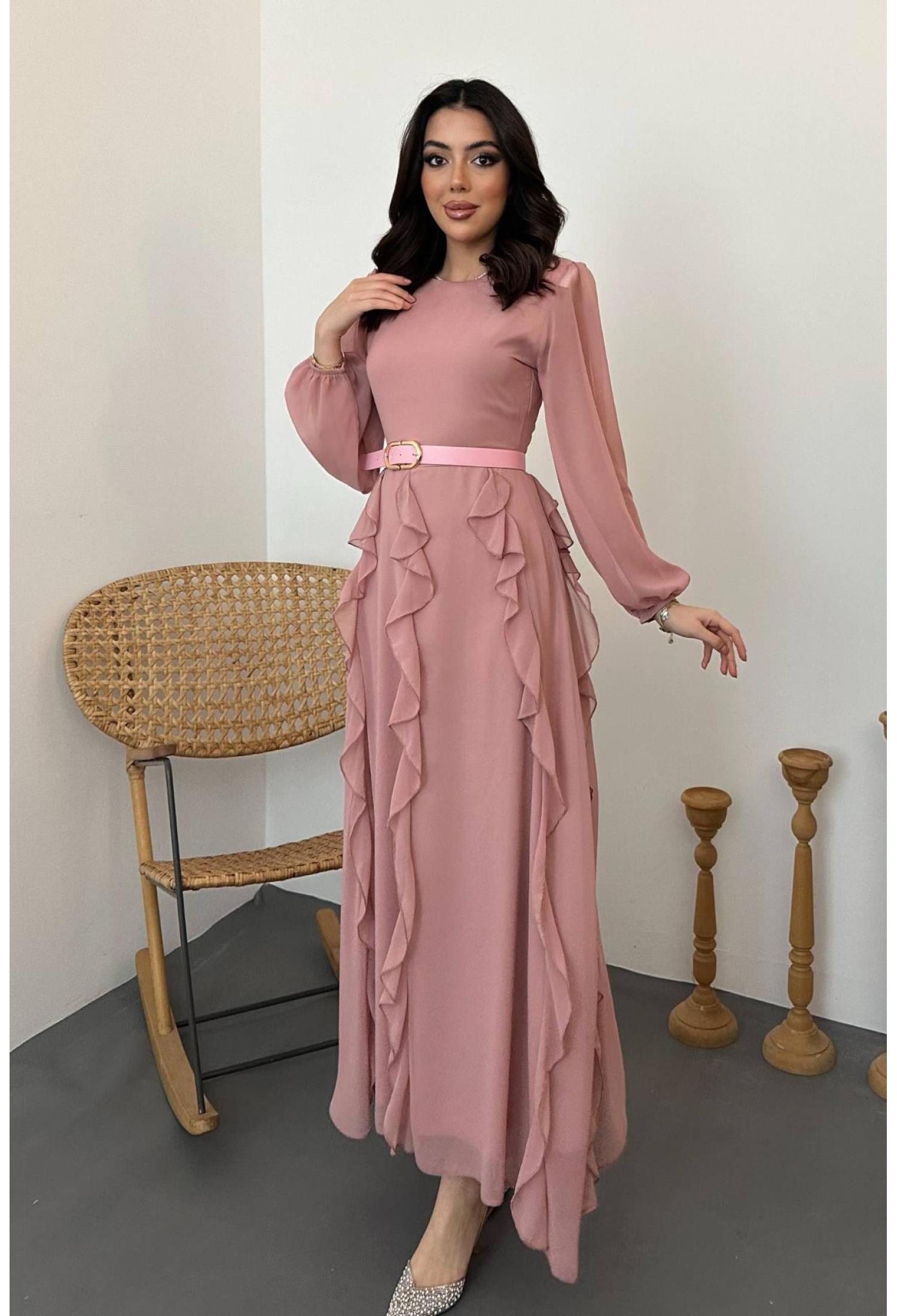 ElegantFit And Flare Dress With Long Sleeves - Brand: Elisa - Women & Kids, Baby Clothes Wholesale - TheBS Women