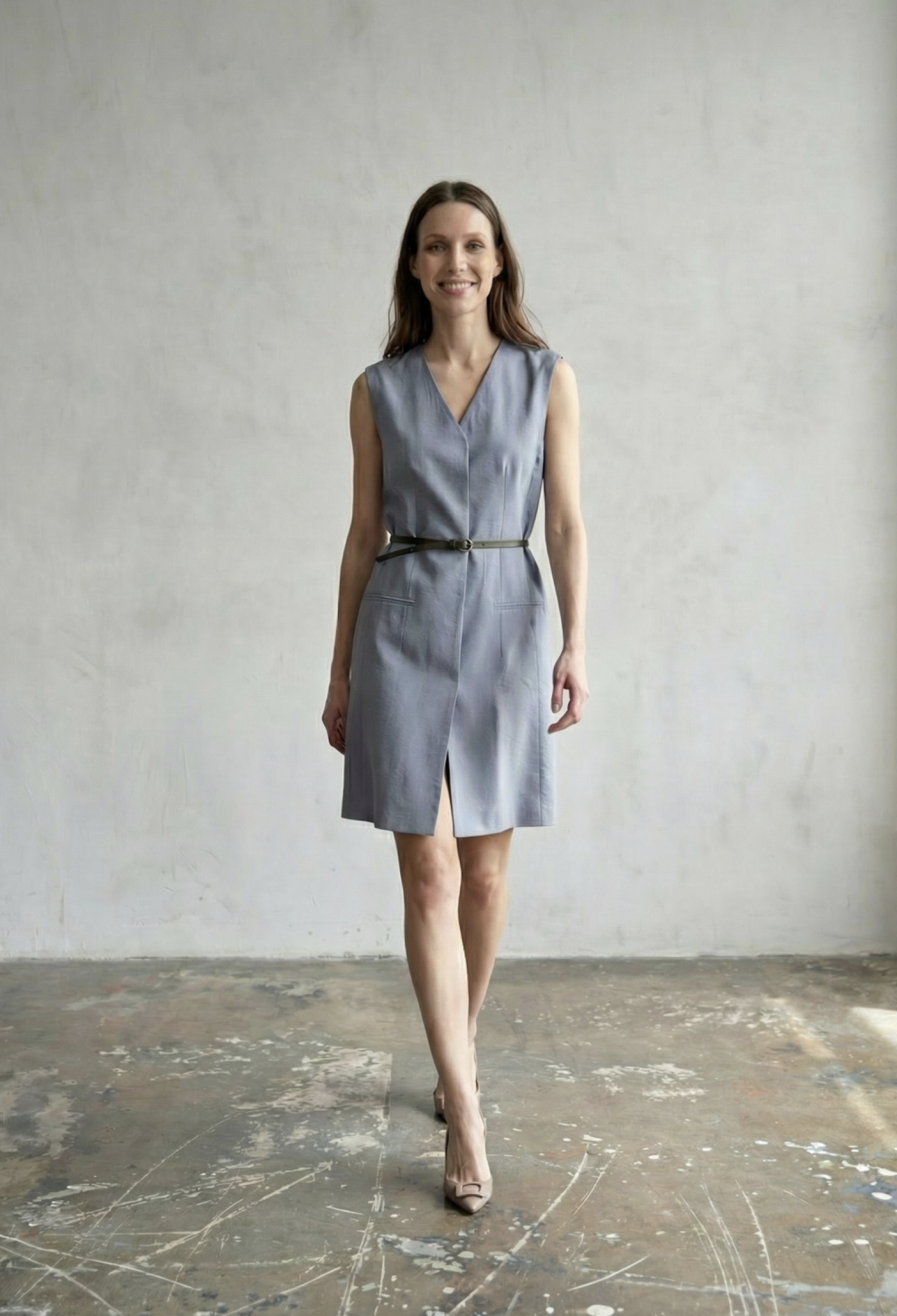 Blue Dress – Formal Elegant Sheath V-Neck Knee Length - Brand: My Fashion - Women & Kids, Baby Clothes Wholesale - TheBS Women