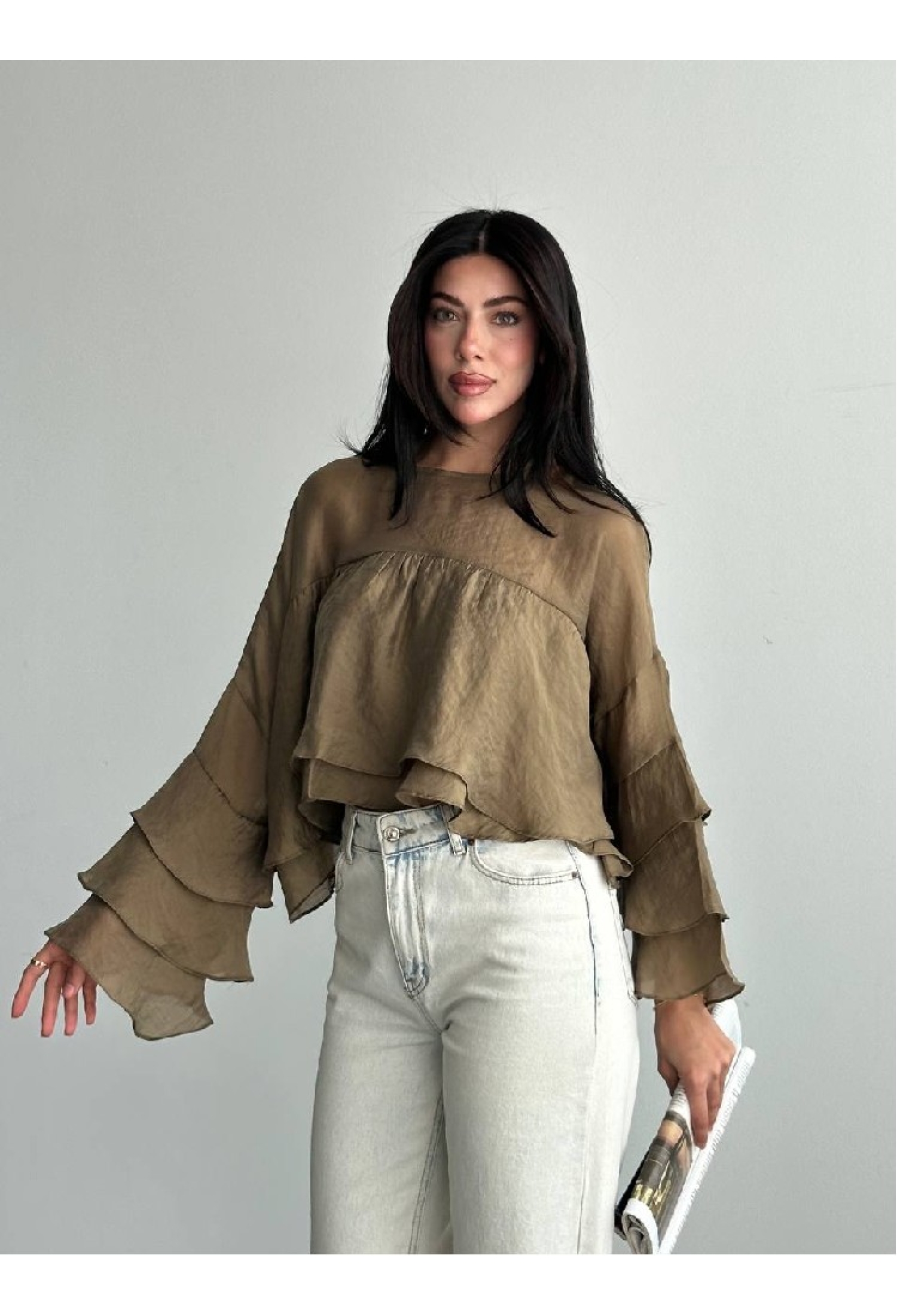 Khaki Boho Casual Elegant Blouse - Brand: Mistix - Women & Kids, Baby Clothes Wholesale - TheBS Women
