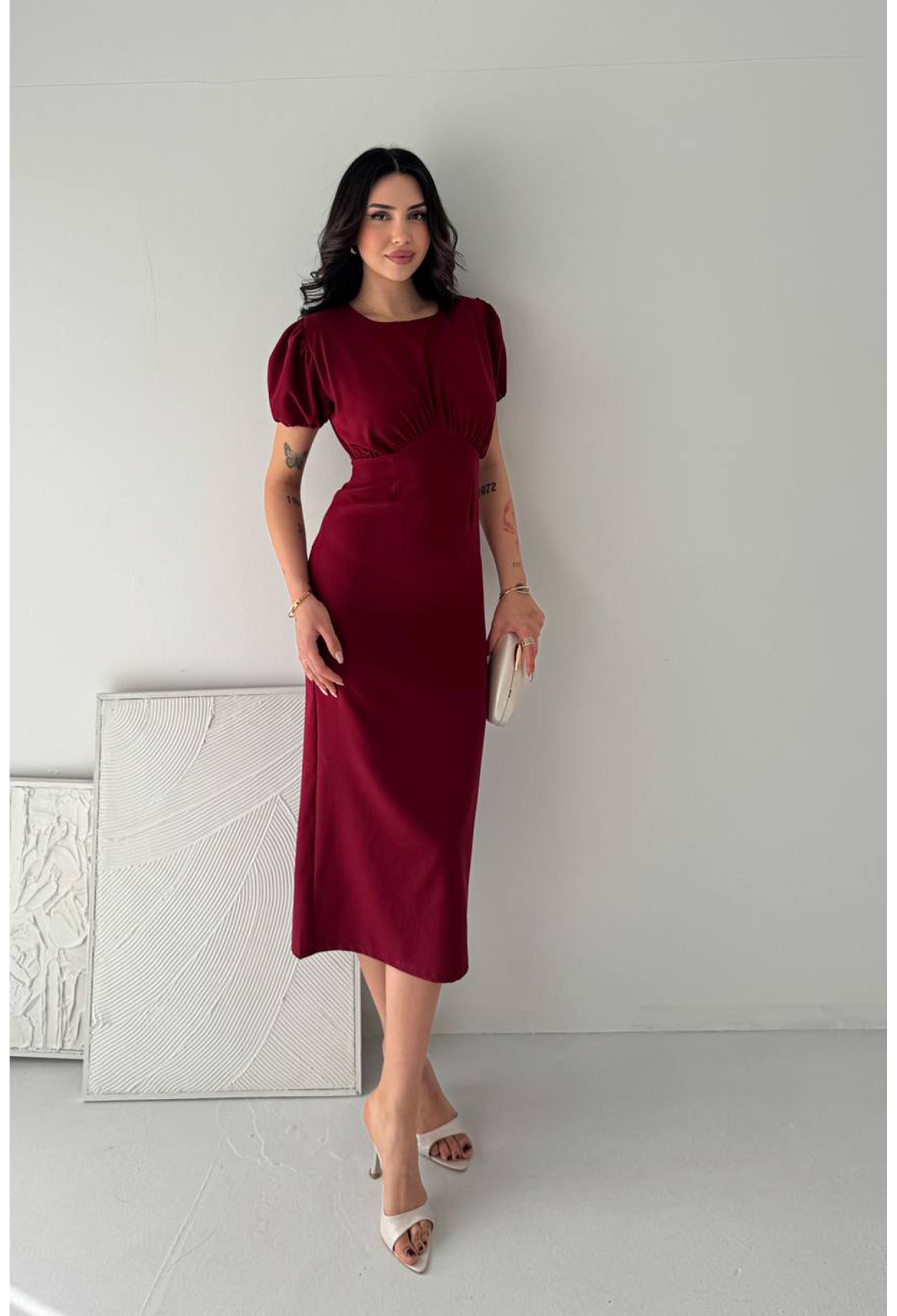 ElegantBodycon Dress With Puff Sleeves - Brand: Mode Roy - Women & Kids, Baby Clothes Wholesale - TheBS Women