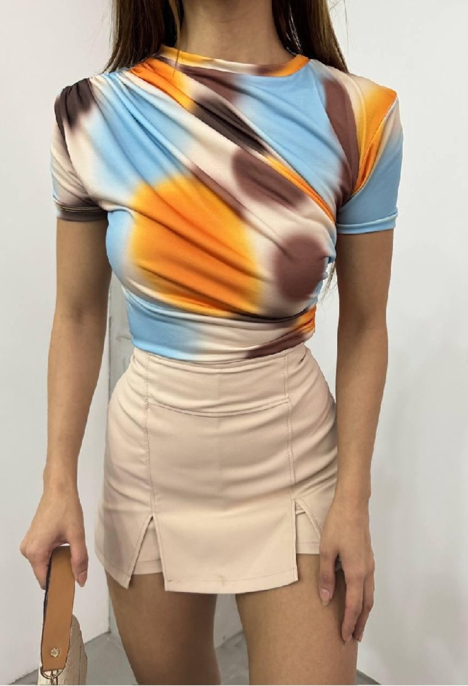 Blue Ombre Blouse – CropSlim FitShort Sleeve - Brand: Mistix - Women & Kids, Baby Clothes Wholesale - TheBS Women