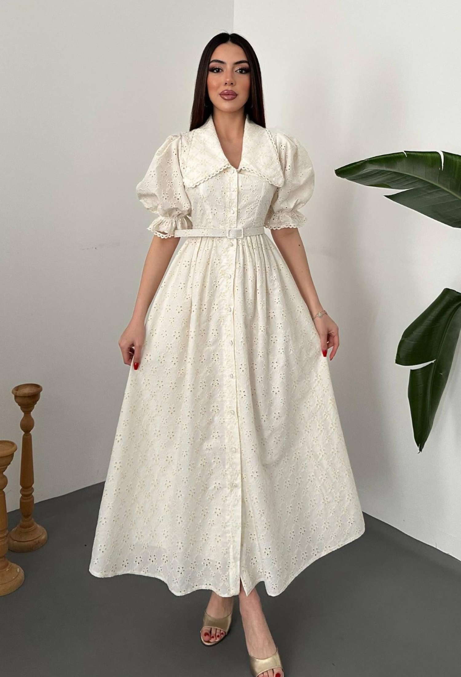 White Elegant Fit And Flare Dress - Brand: Elisa - Women & Kids, Baby Clothes Wholesale - TheBS Women