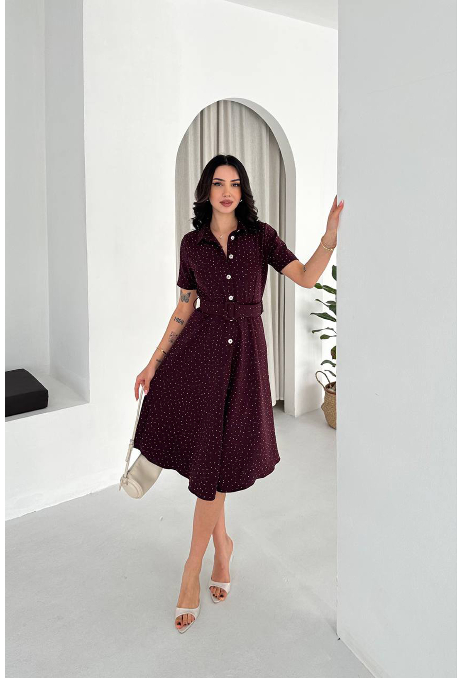 Polka Dot Shirt Dress With Polo Neck - Brand: Mode Roy - Women & Kids, Baby Clothes Wholesale - TheBS Women