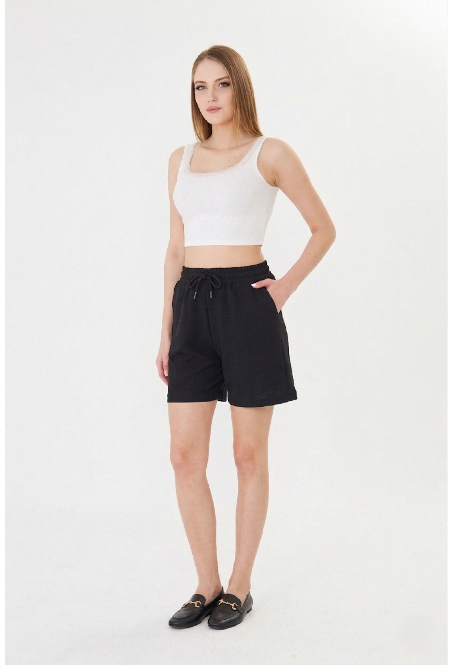 High Waist Elastic Pocket Ayrobin Shorts - Brand: Sortie Collection - Women & Kids, Baby Clothes Wholesale - TheBS Women