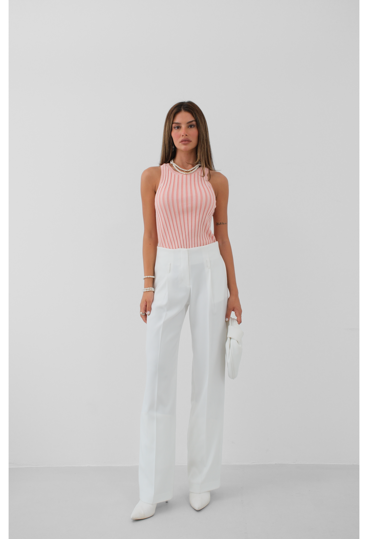 Ribbed Swim Neck Blouse